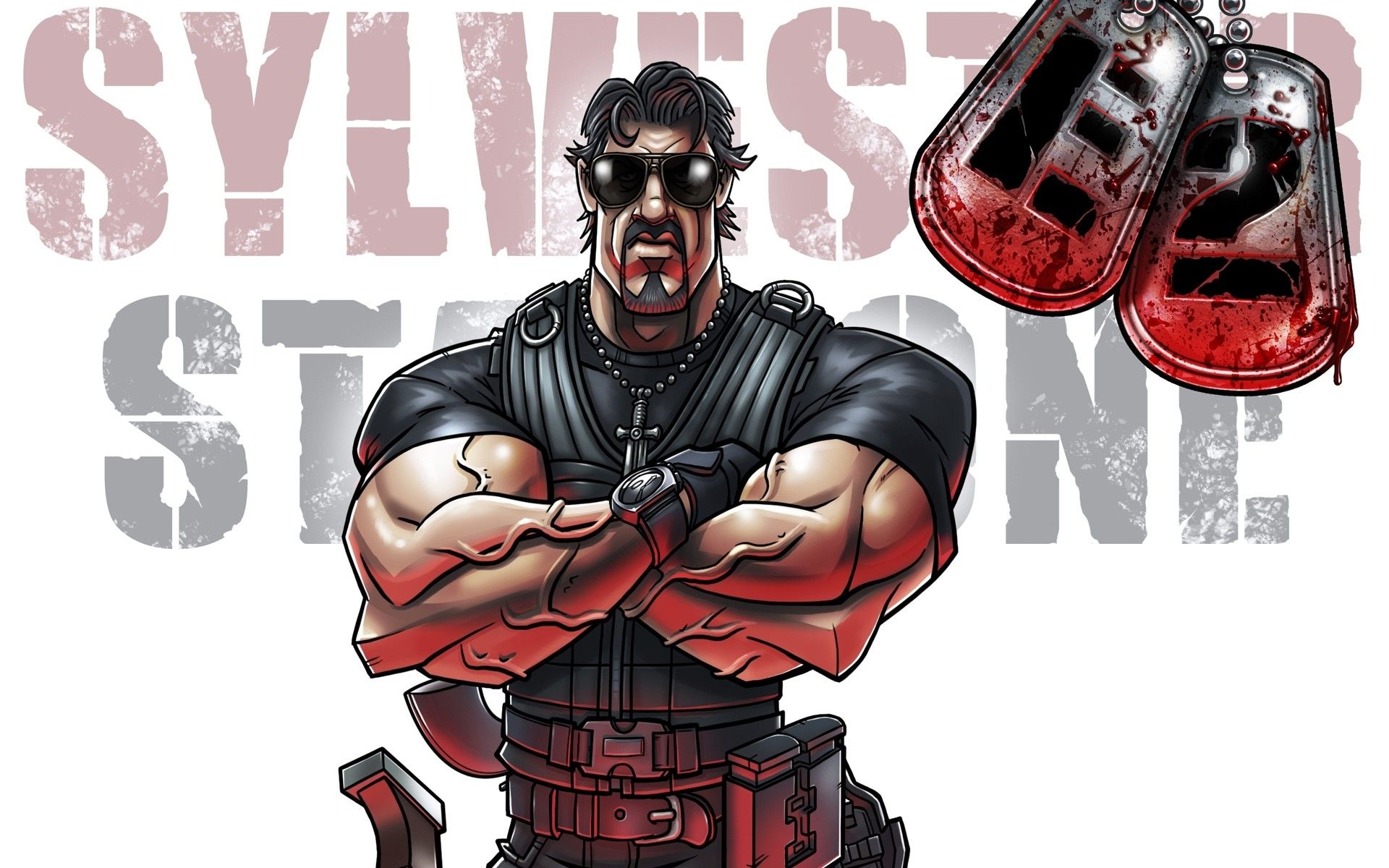 film sylvester stallone dog tags action fan art the expendables 2 High Quality Wallpaper, High Definition Wallpaper