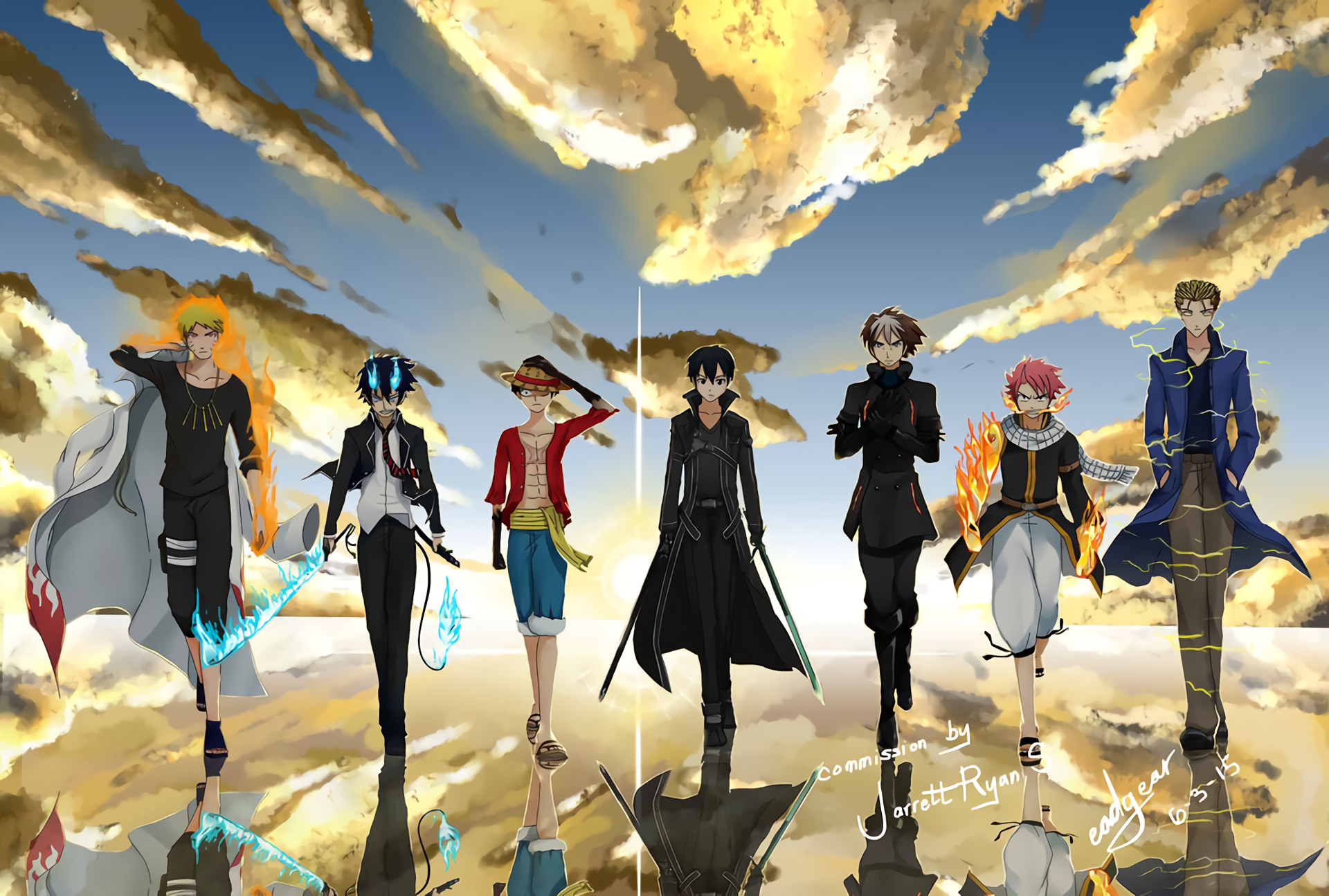 Title Anime Crossover Natsu Dragneel Kirito And Natsu HD Wallpaper