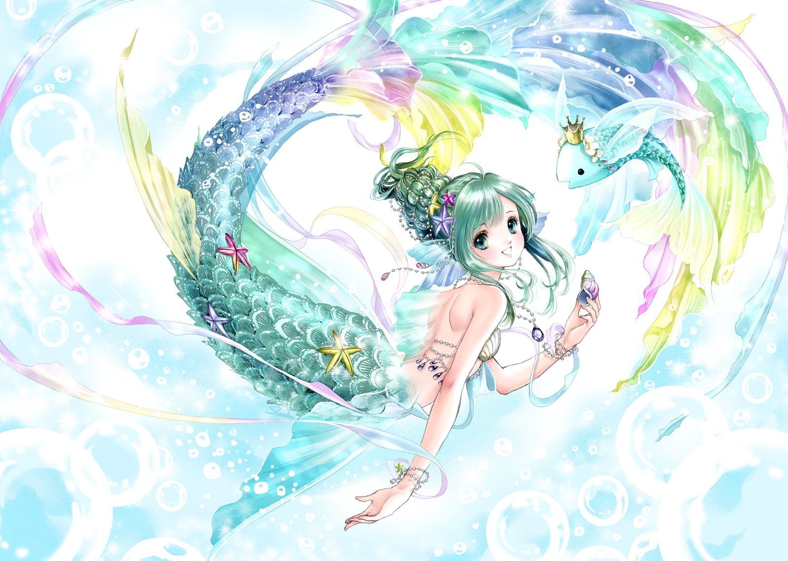Pisces, by Shiitake. Anime mermaid, Mermaid art, Anime