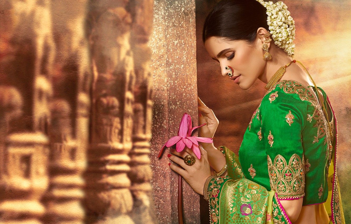 Wallpaper girl, hot, fashion, beautiful, model, pretty, beauty, brunette, pose, cute, indian, actress, celebrity, bollywood, makeup, traditional image for desktop, section девушки