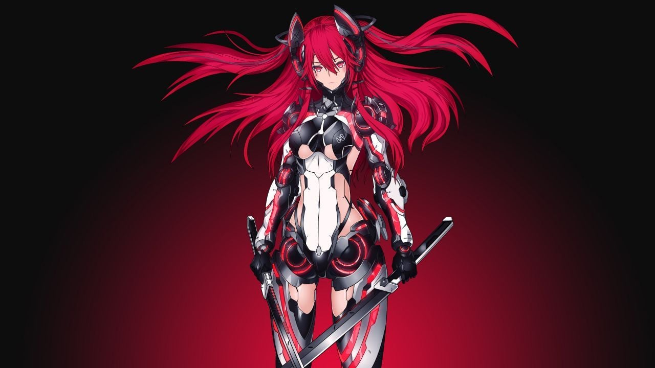 Wallpaper Mecha Girl, Red, Warrior, Katana, 4K, Anime / Most Popular,. Wallpaper for iPhone, Android, Mobile and Desktop
