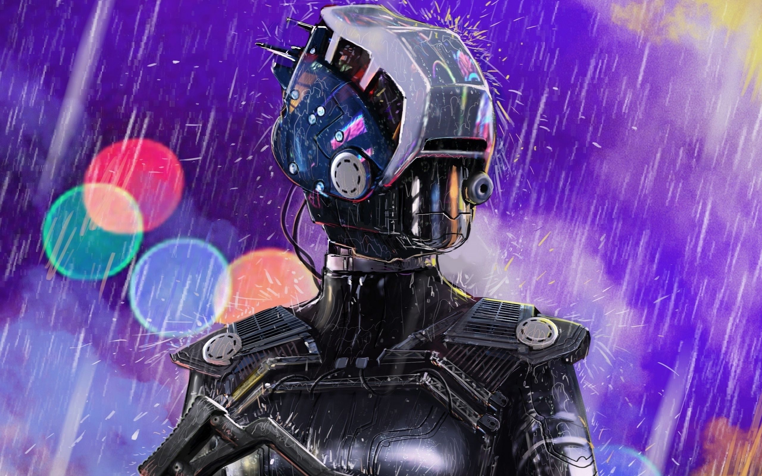 Robot in the Rain Anime HD wallpaper