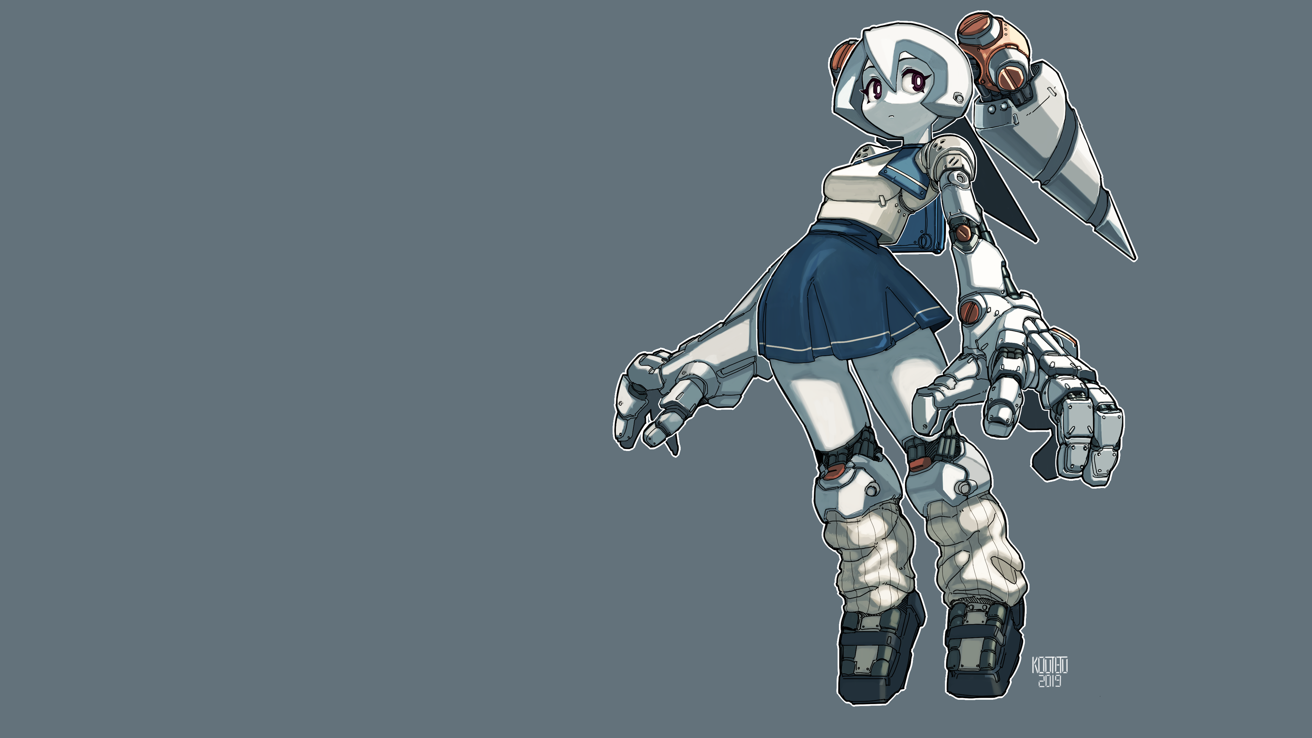 Mecha Girls Cyborg Robot School Uniform Koutetu Yarou Robotic Anime Wallpaper:4444x2500