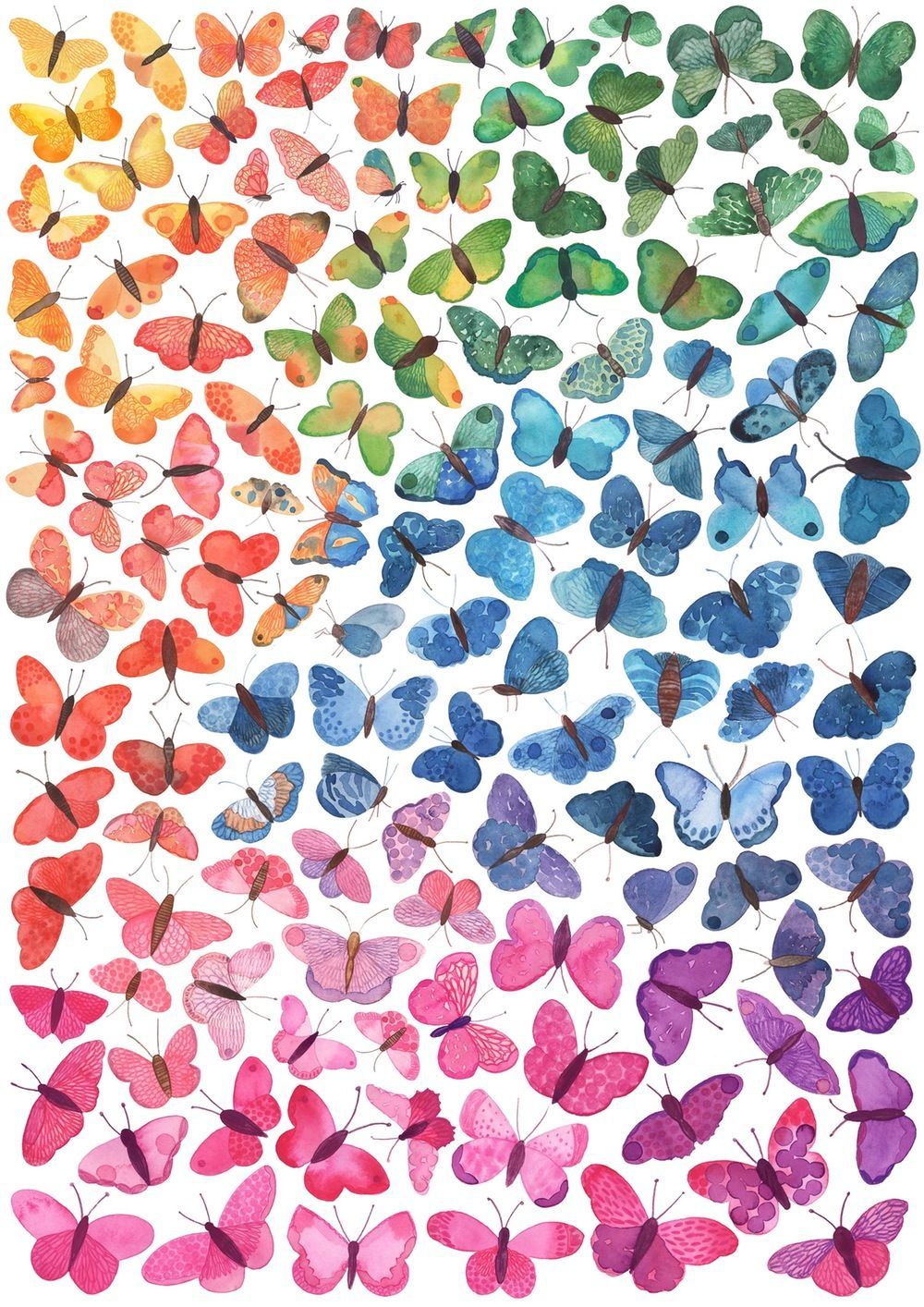 Ombré Butterflies Fine Art Print. Nursery art girl, Girls bedroom art, Rainbow palette