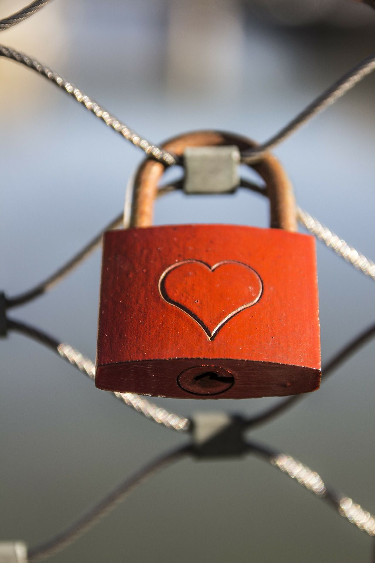 Red Padlock on Wire · Free