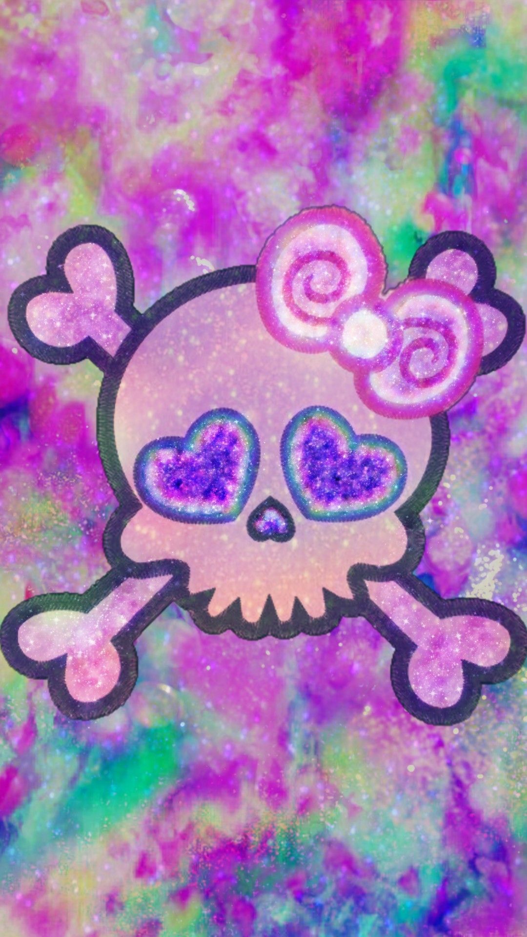 Retro Skull Galaxy, made by me #purple #sparkly #wallpaper #background #sparkles #glittery #galaxy #rain. Skull wallpaper, Neon wallpaper, Pink wallpaper iphone