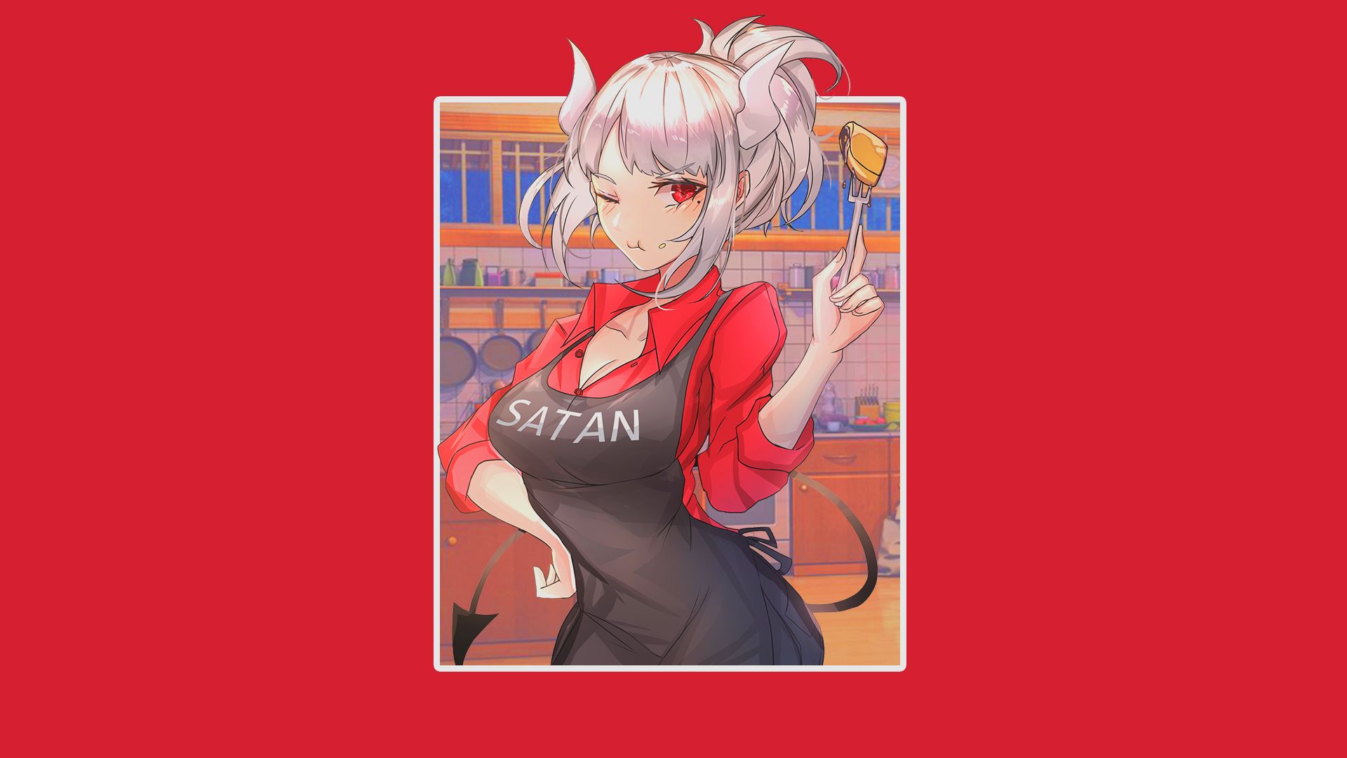 Anime Girls Minimalism Picture In Picture Simple Background Helltaker Lucifer Helltaker Demon Wallpaper:1920x1080