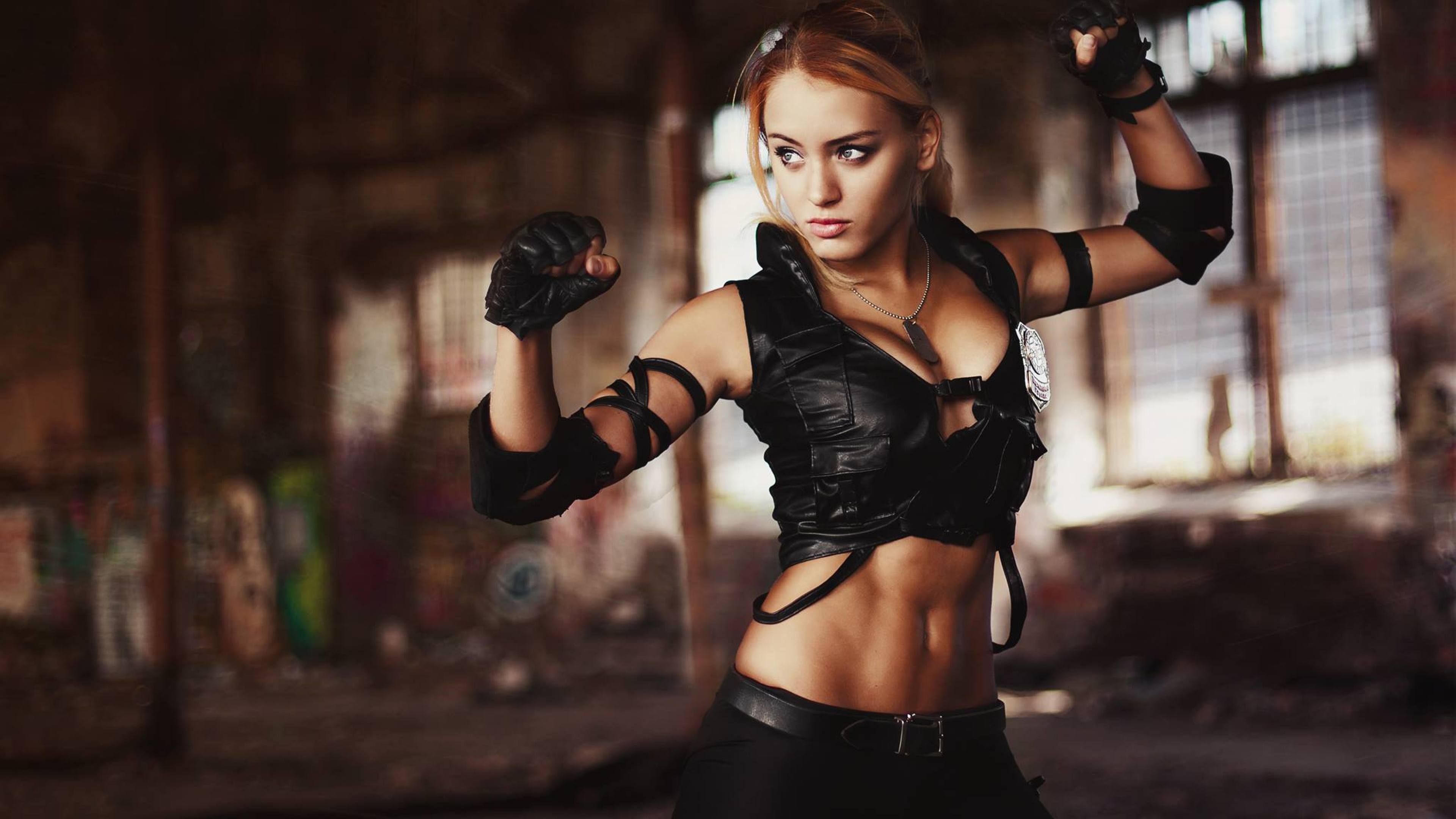 Sonya Blade Mortal Kombat Cosplay 4K Wallpaper, HD Girls 4K Wallpaper, Image, Photo and Background