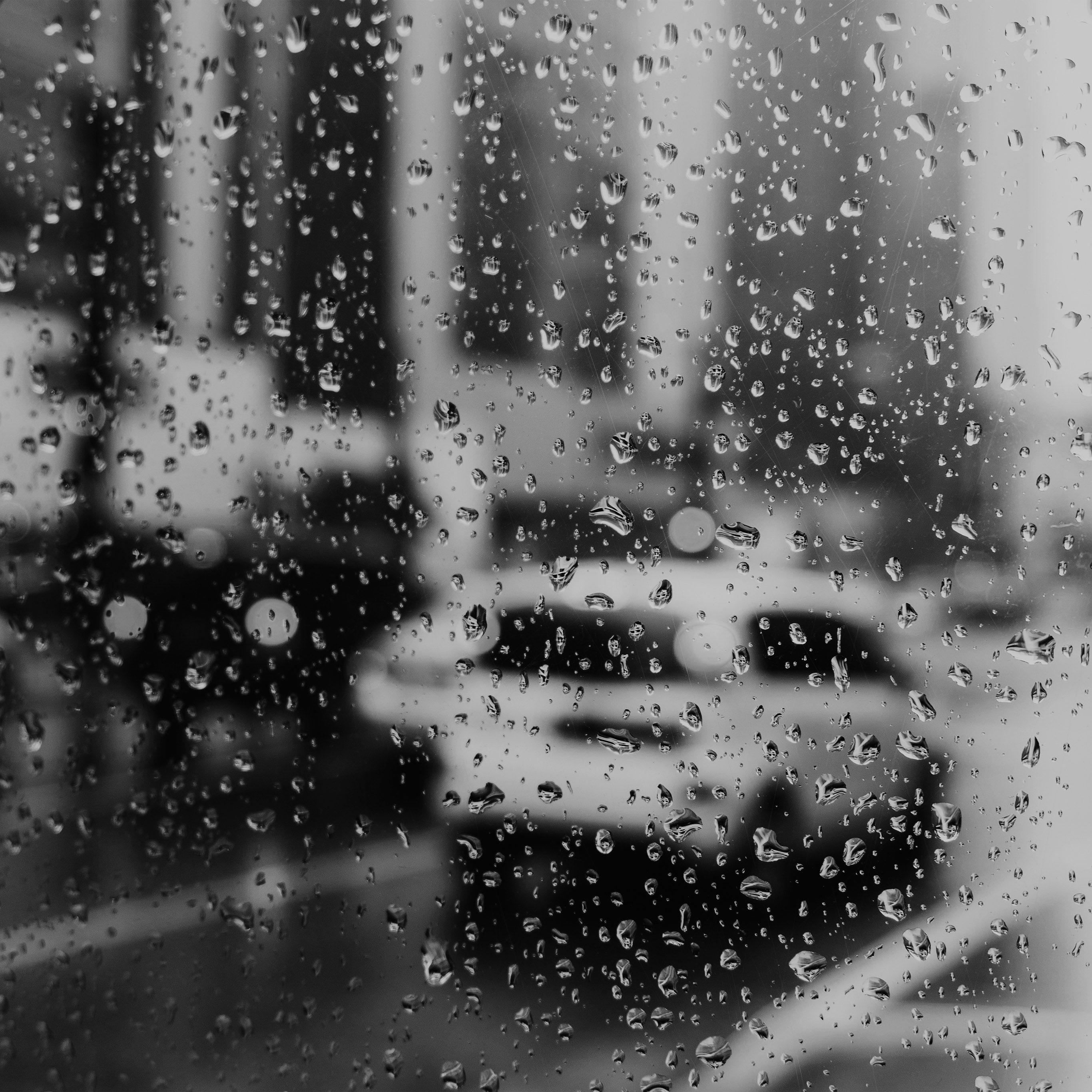 Rain Window Bokeh Art Car Sad Bw Dark Wallpaper