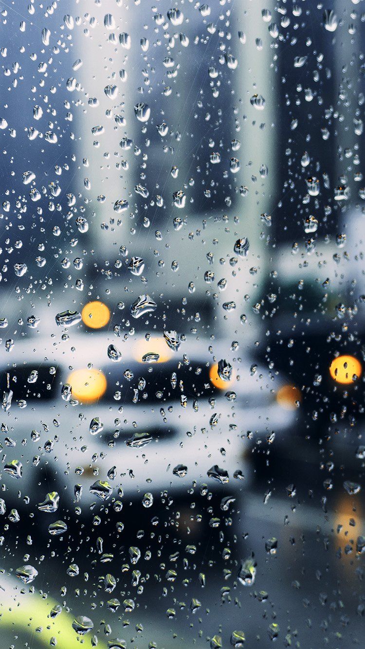 iPhone 6 wallpaper. rain window bokeh art car sad blue