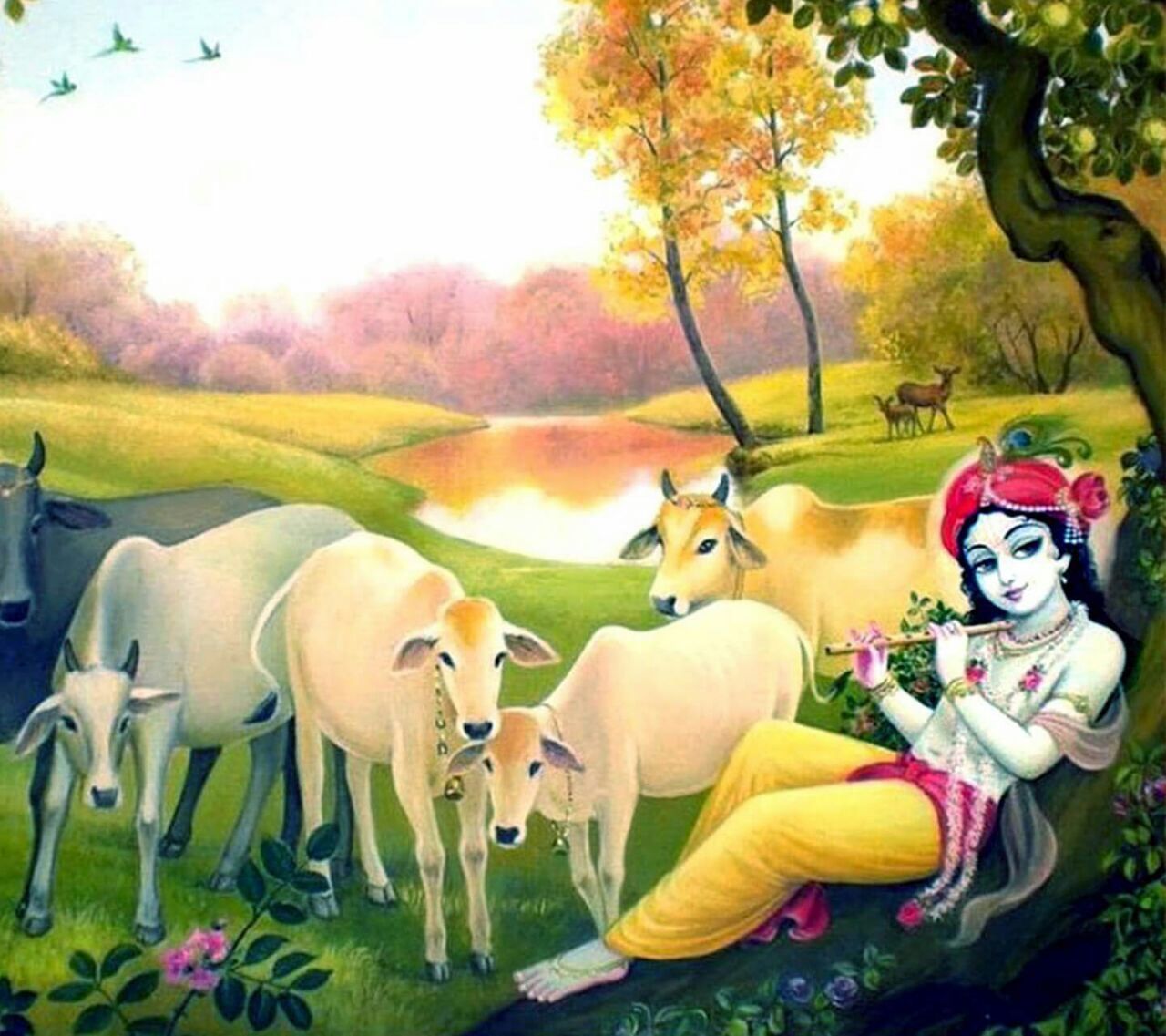 Download Lord Krishna Ji With Cows Wallpaper  Wallpaperscom