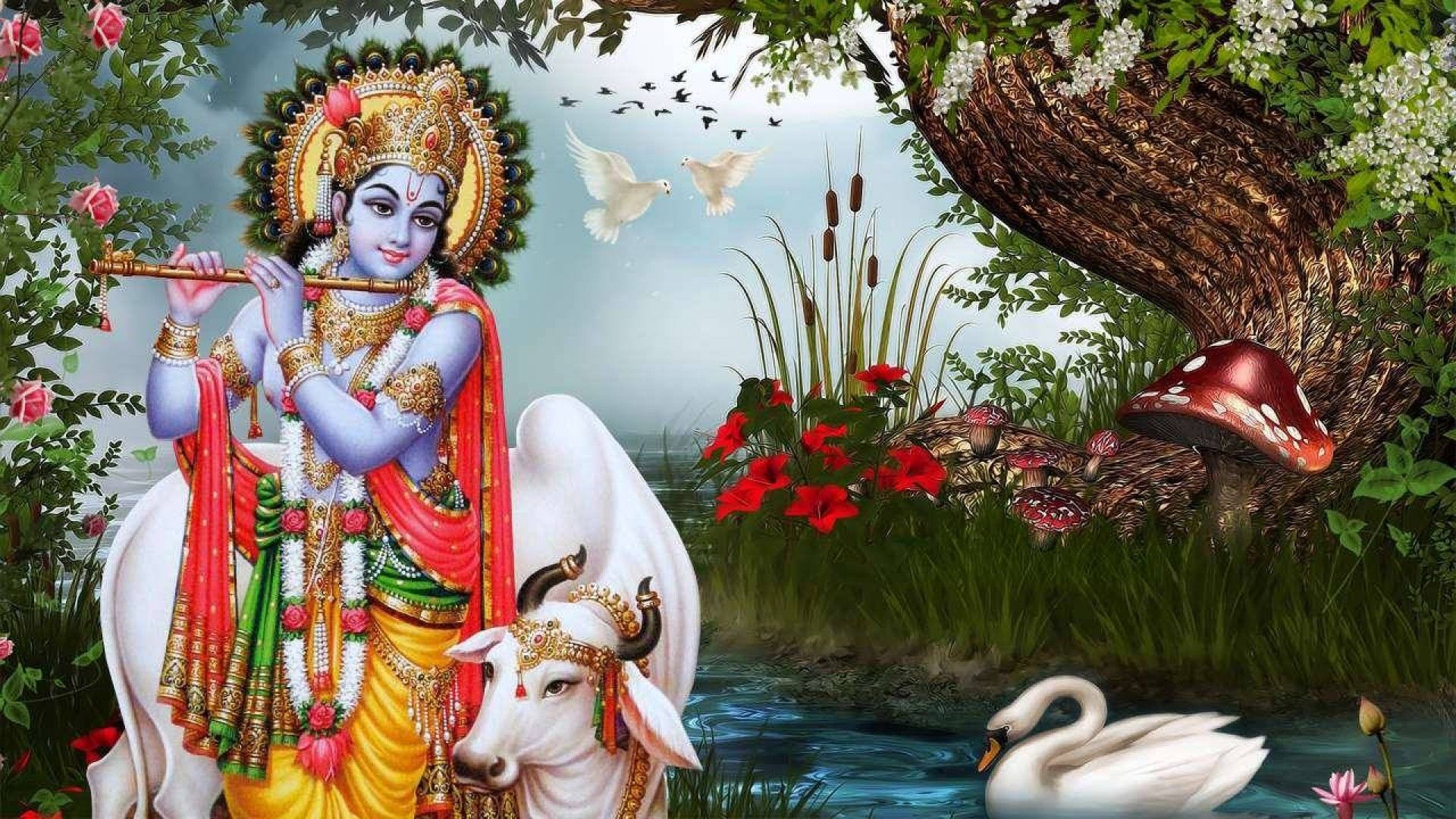 shri krishna with cow