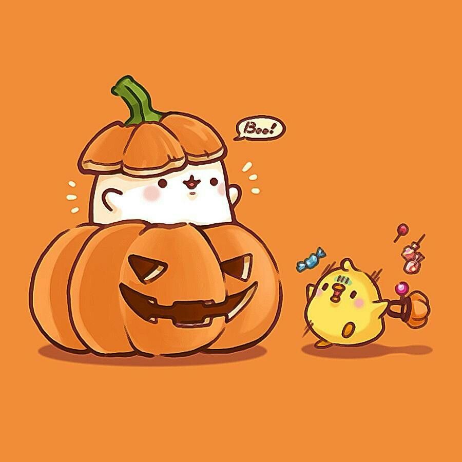Peek A Boo. Cute Halloween Drawings, Molang Wallpaper, Kawaii Wallpaper