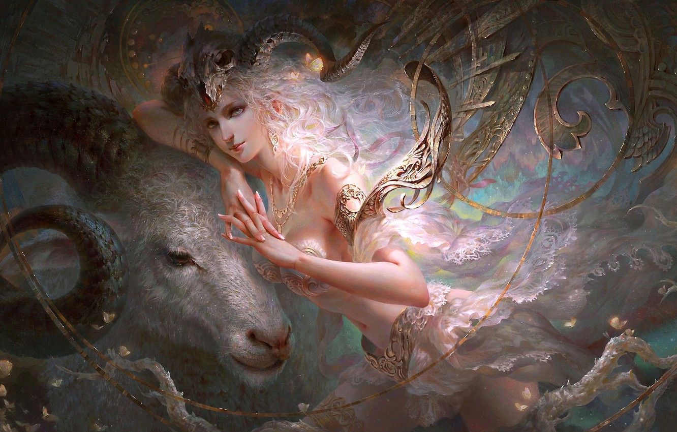 Wallpaper girl, fantasy, spirituality, Capricorn, Capricorn, astrology, Zodiac sign image for desktop, section фантастика