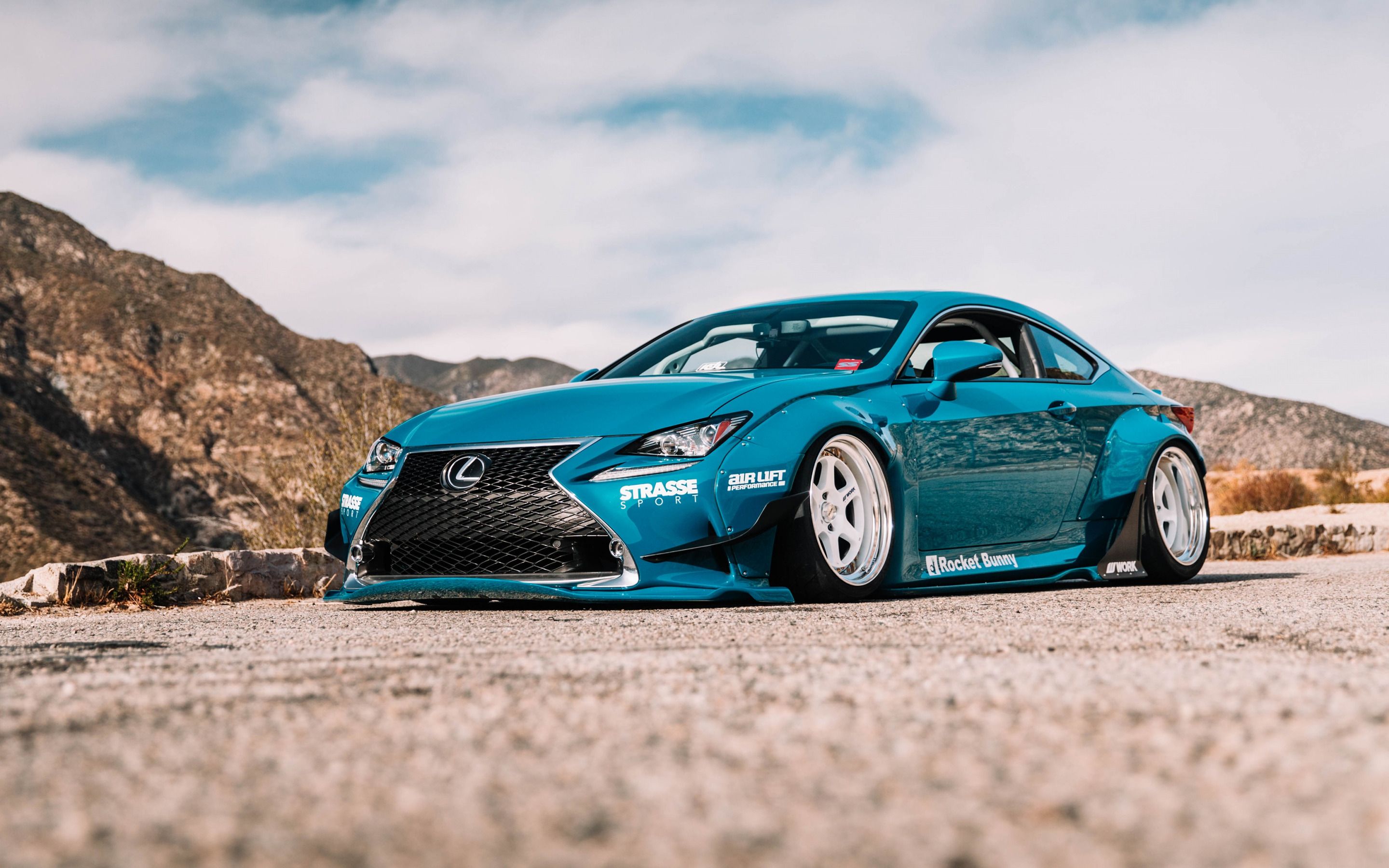 Download wallpaper Lexus RC F, blue sports coupe, tuning RC F, new blue RC F, lowrider, Japanese cars, Lexus for desktop with resolution 2880x1800. High Quality HD picture wallpaper