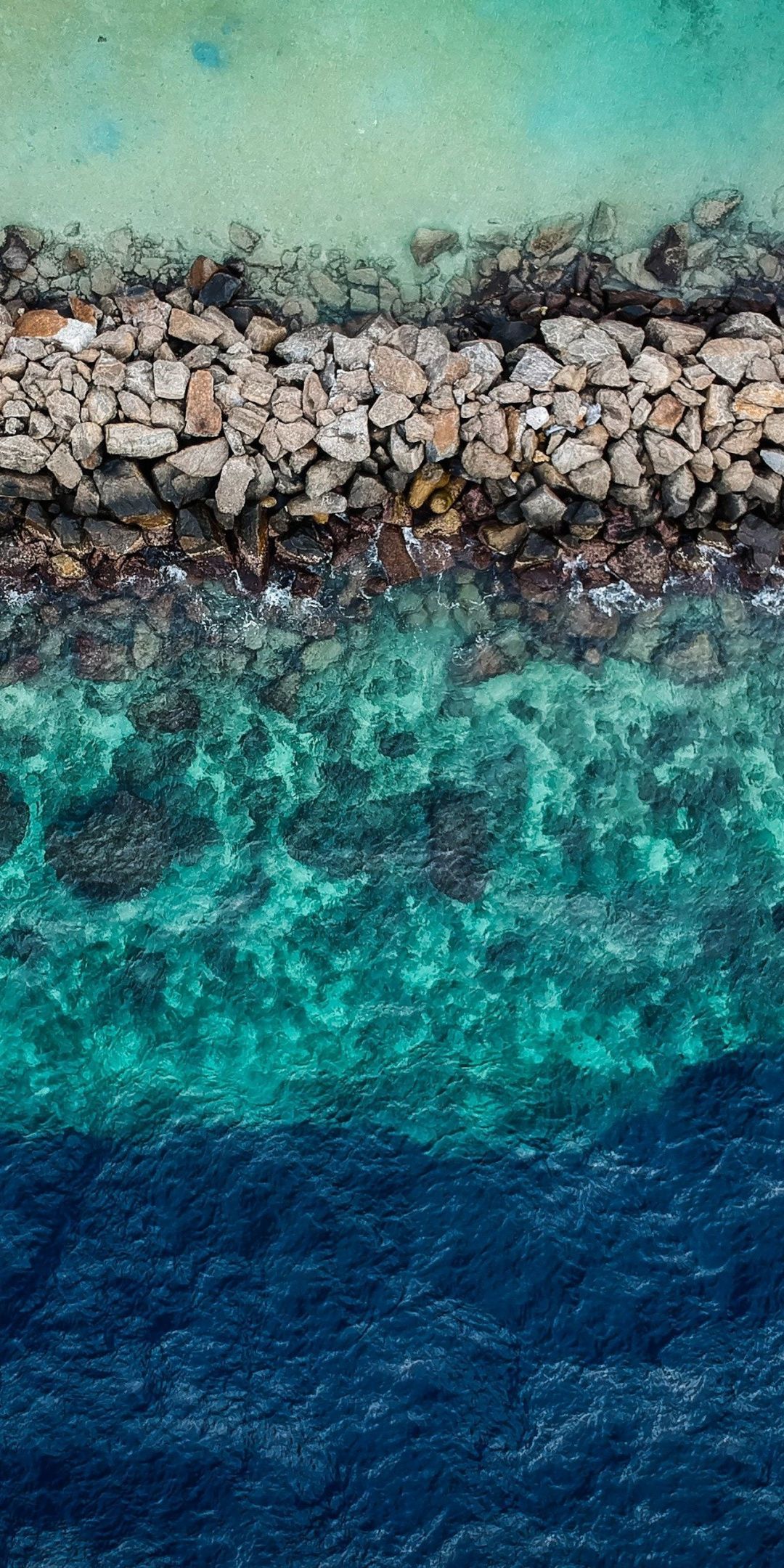 Blue green water, aerial view, rocks, coast, 1080x2160 wallpaper. Nature iphone wallpaper, Ocean wallpaper, View wallpaper