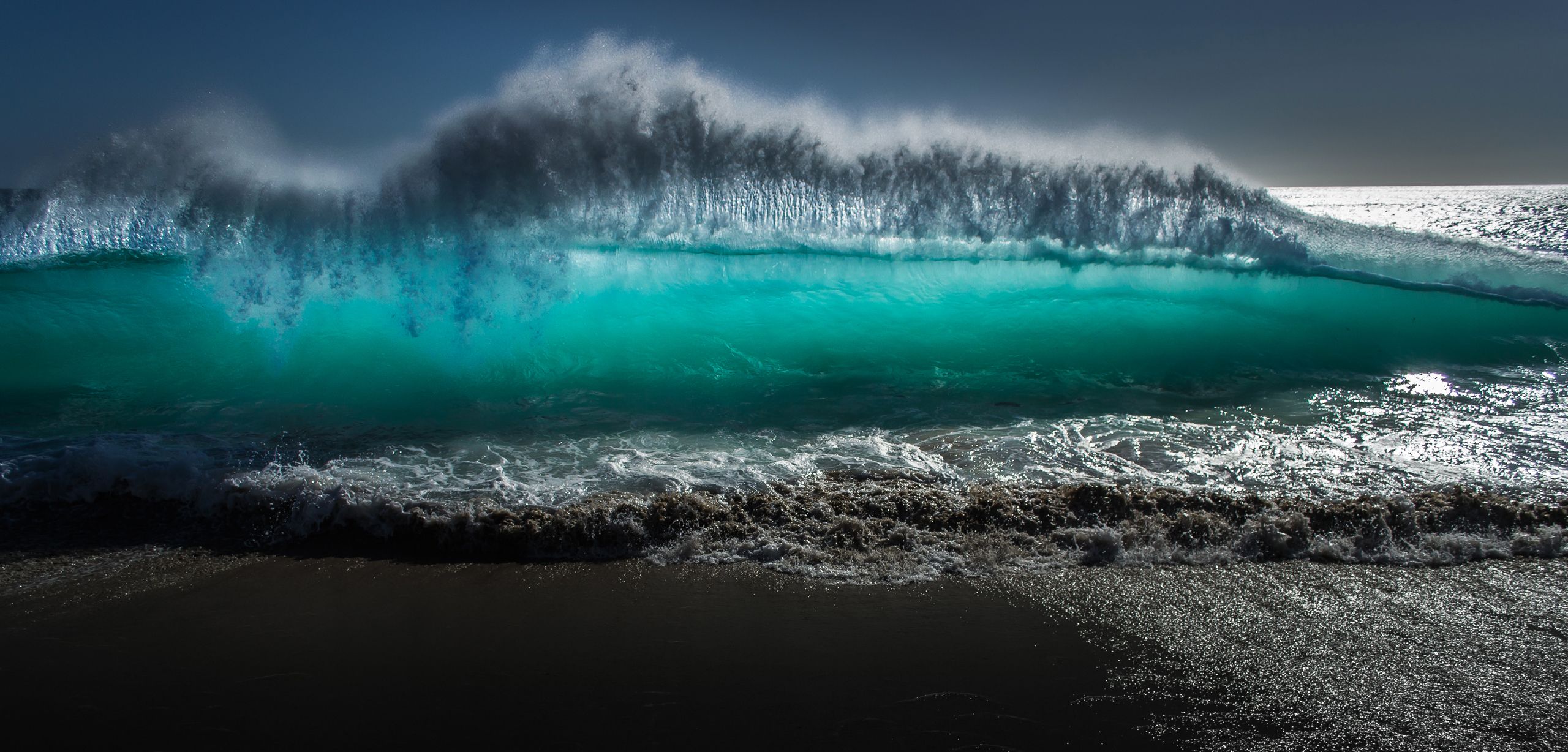beautiful, crystal green water, sand, wave, sea, beach wallpaper