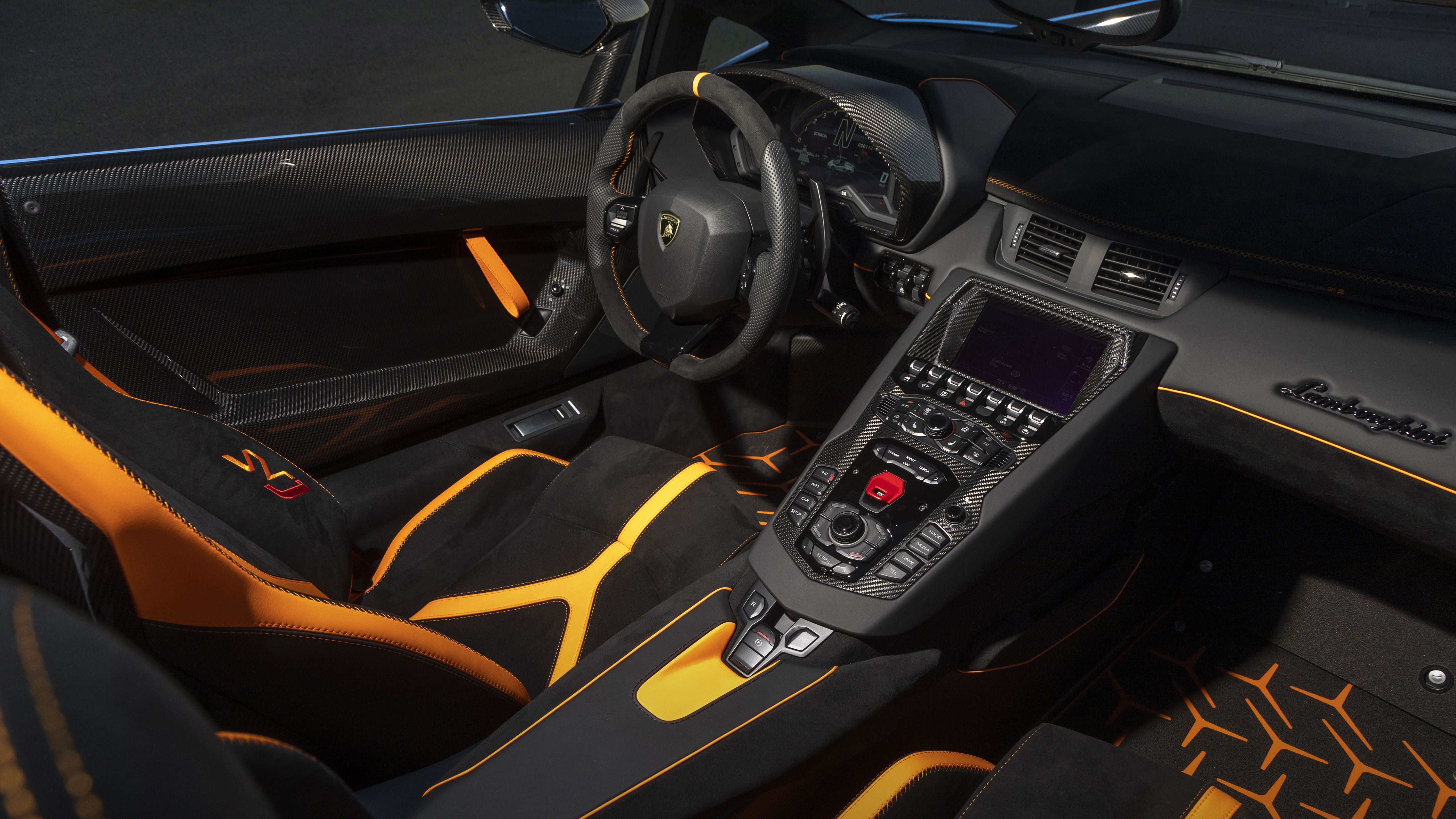 Lamborghini Aventador SVJ Roadster Interior 4K 5K Wallpaper. HD Car Wallpaper