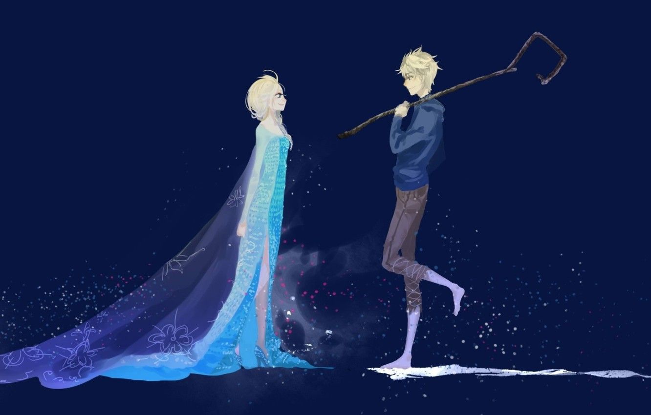 Wallpaper girl, art, Frozen, guy, Rise of the Guardians, Rise of the guardians, Jack Frost, Elsa, Elsa, Jack Frost, Cold heart image for desktop, section фильмы