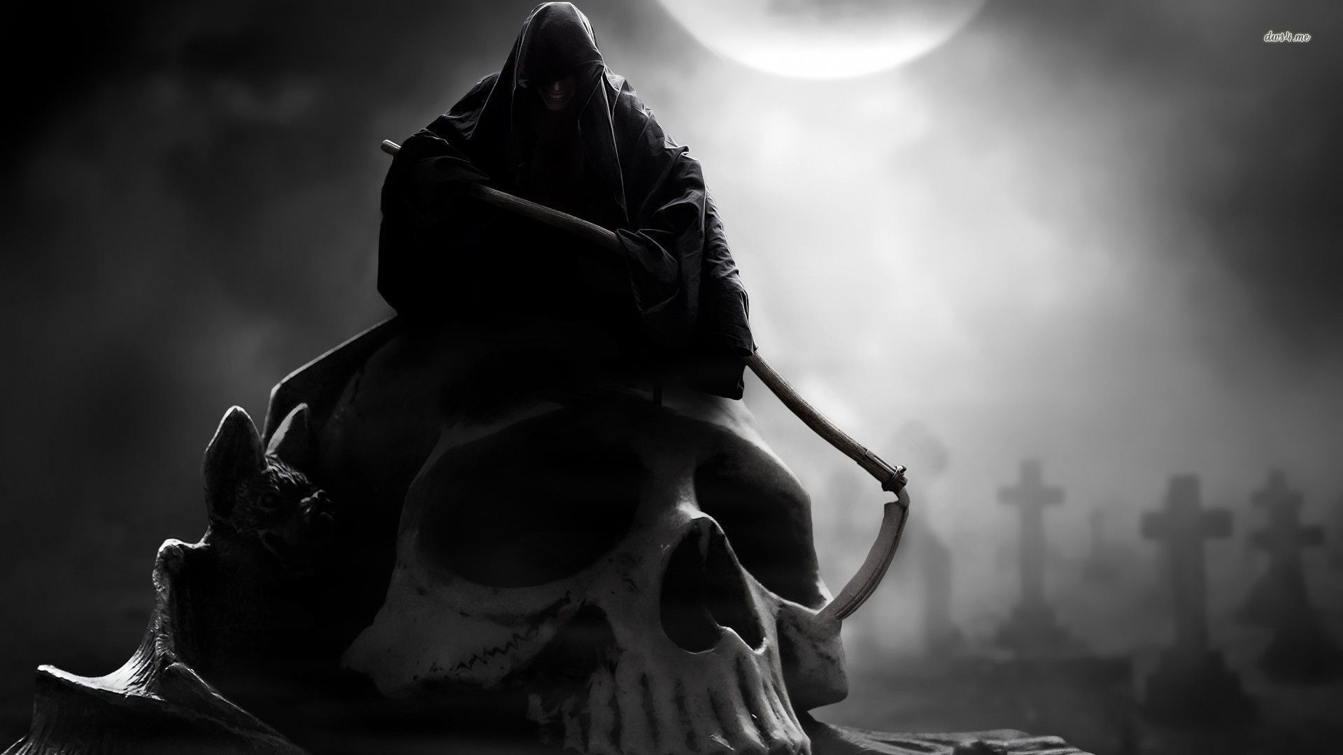 moonlight graveyard wraith. Skull wallpaper, Grim reaper, Dark visions