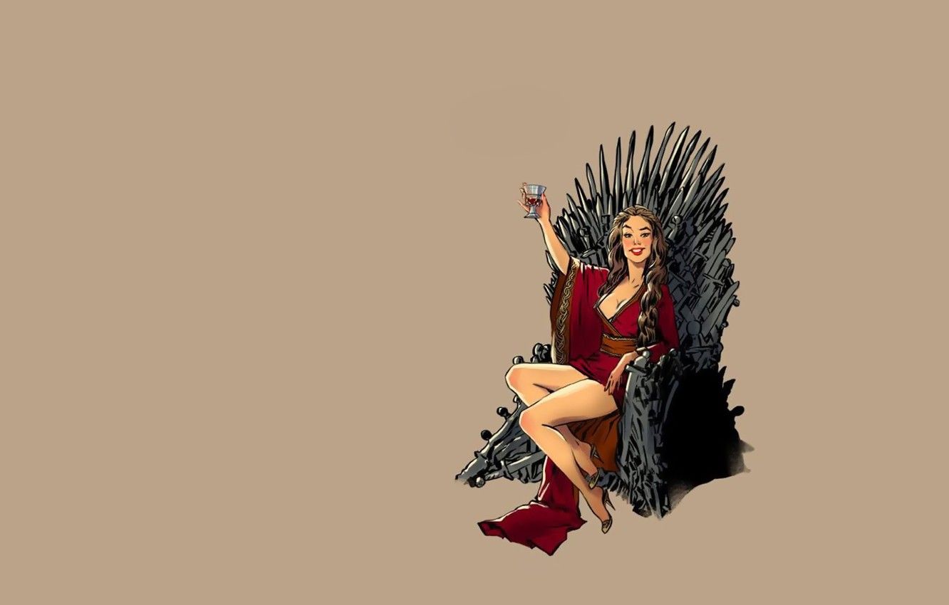 Wallpaper fantasy, vintage, pinup, minimalism, background, Game of Thrones, Cersei Lannister, throne, Cersei Baratheon, tv series, pinup models, Cersei image for desktop, section минимализм