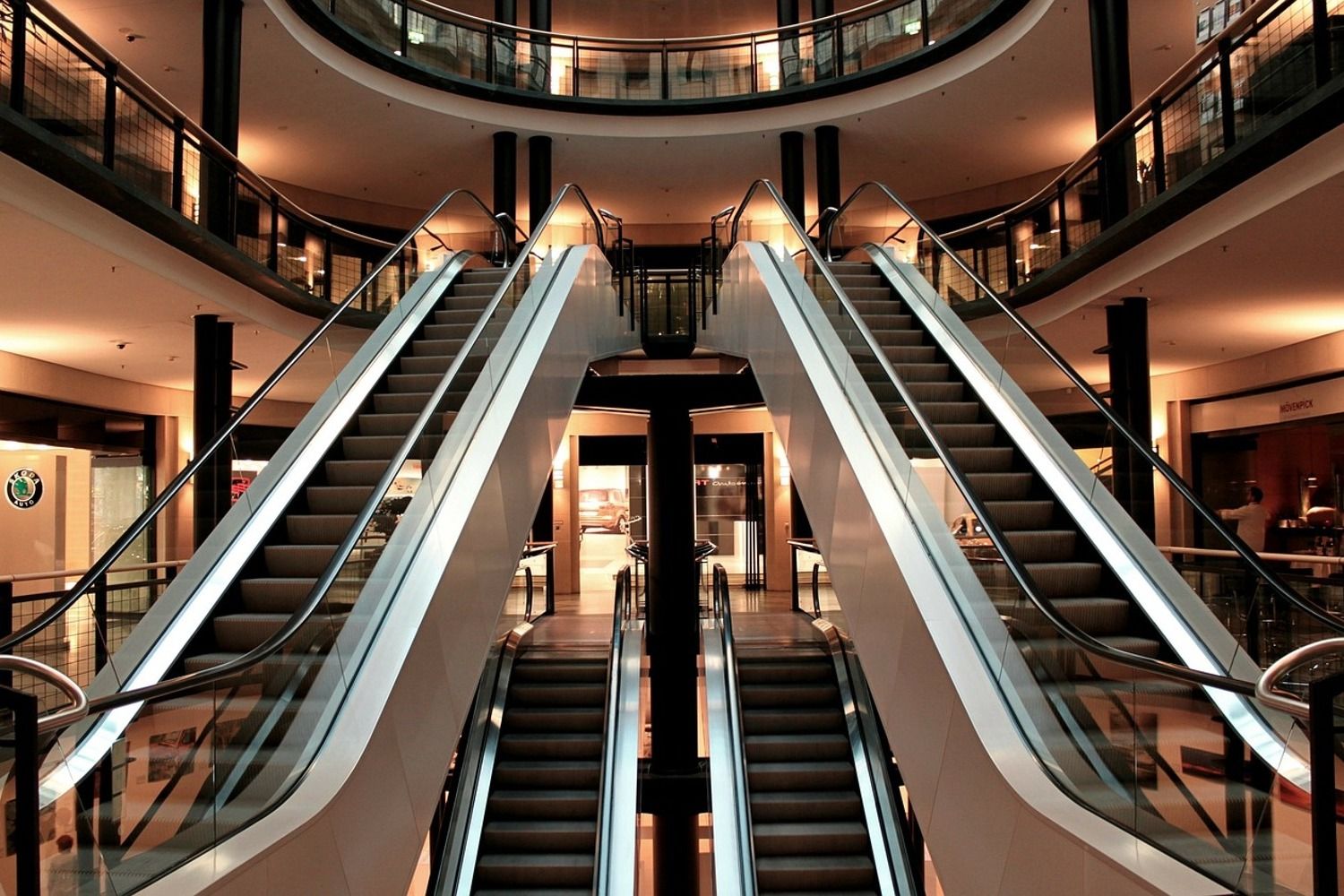 Photo Wallpaper Escalator in shopping mall