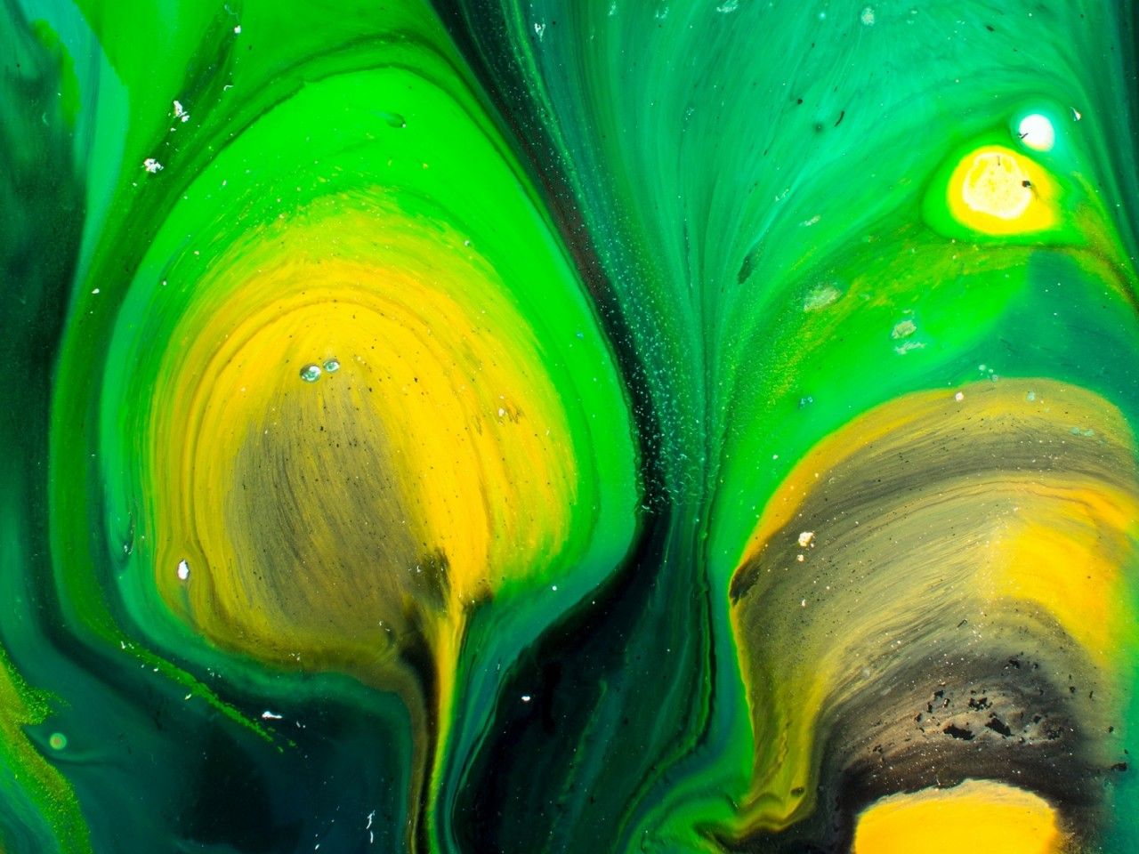 Green and yellow color drips HD Wallpaper 1280x960