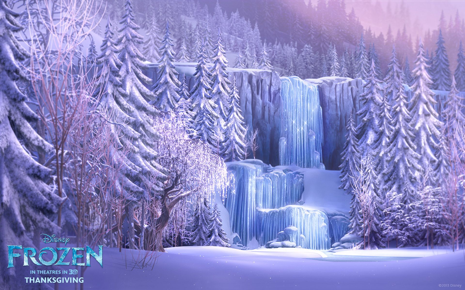 Frozen Waterfall from Disney's Frozen Desktop Wallpaper. Frozen wallpaper, Frozen background, Frozen movie