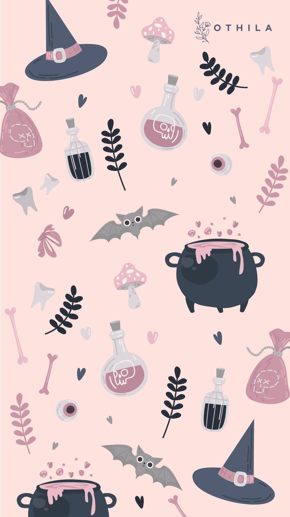 magic #bat #heart #potion #illustration #design #pink #beuatiful. Witchy wallpaper, Cute fall wallpaper, Witch wallpaper