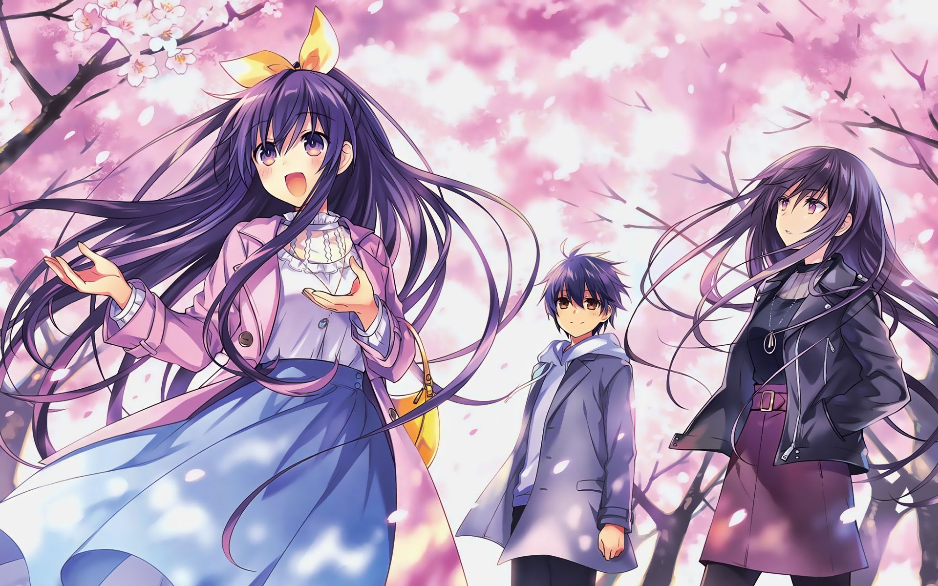 Download wallpaper Tohka Yatogami, Shido Itsuka, artwork, spring, manga, Date A Live for desktop with resolution 1920x1200. High Quality HD picture wallpaper