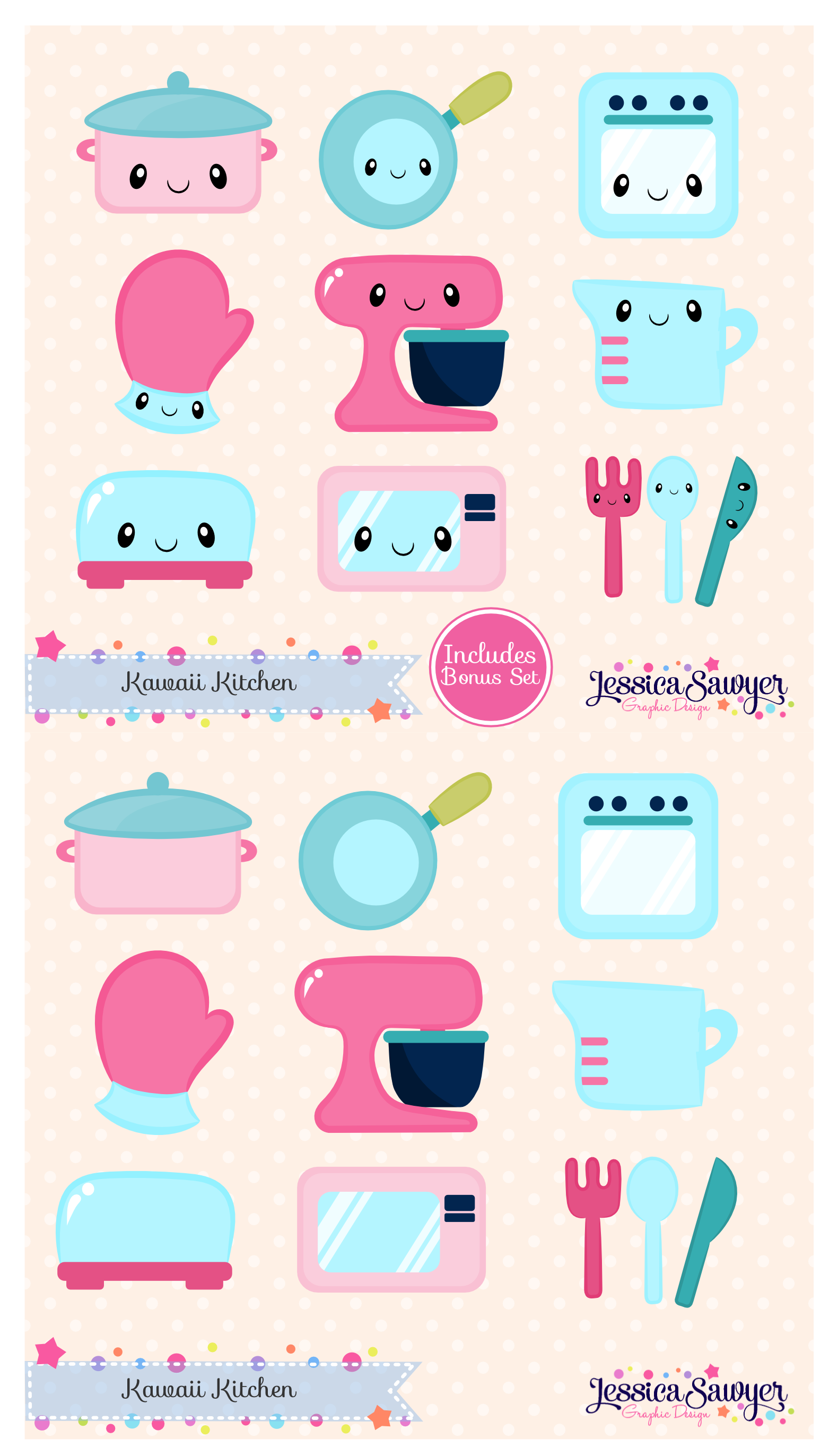 INSTANT DOWNLOAD Kawaii Kitchen Clipart and Vectors for. Etsy. Kawaii planner, Planner stickers, Printable planner stickers