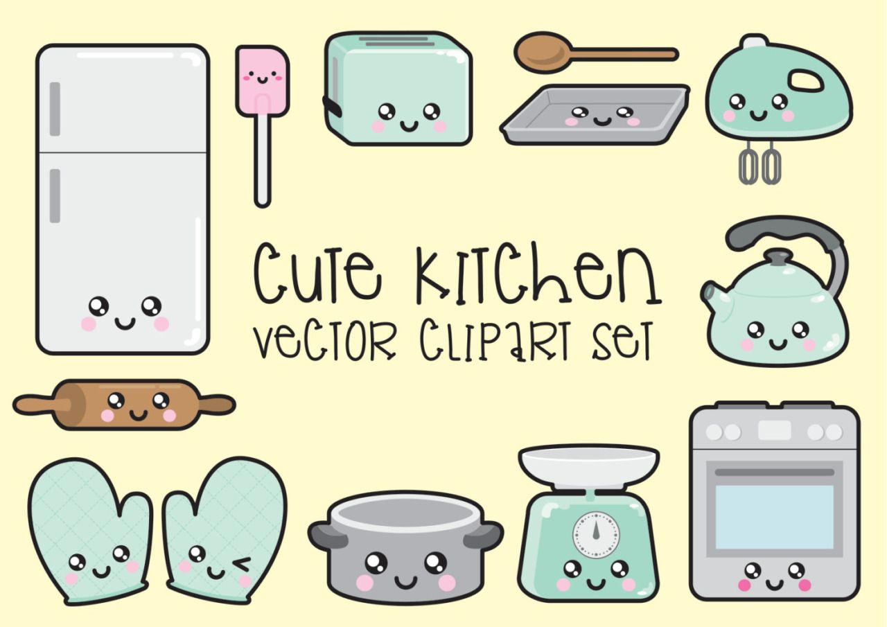 Premium Vector Clipart Kitchen Clipart Kitchen Clip art Set Quality Vectors Download. Kawaii clipart, Vector clipart, Clip art