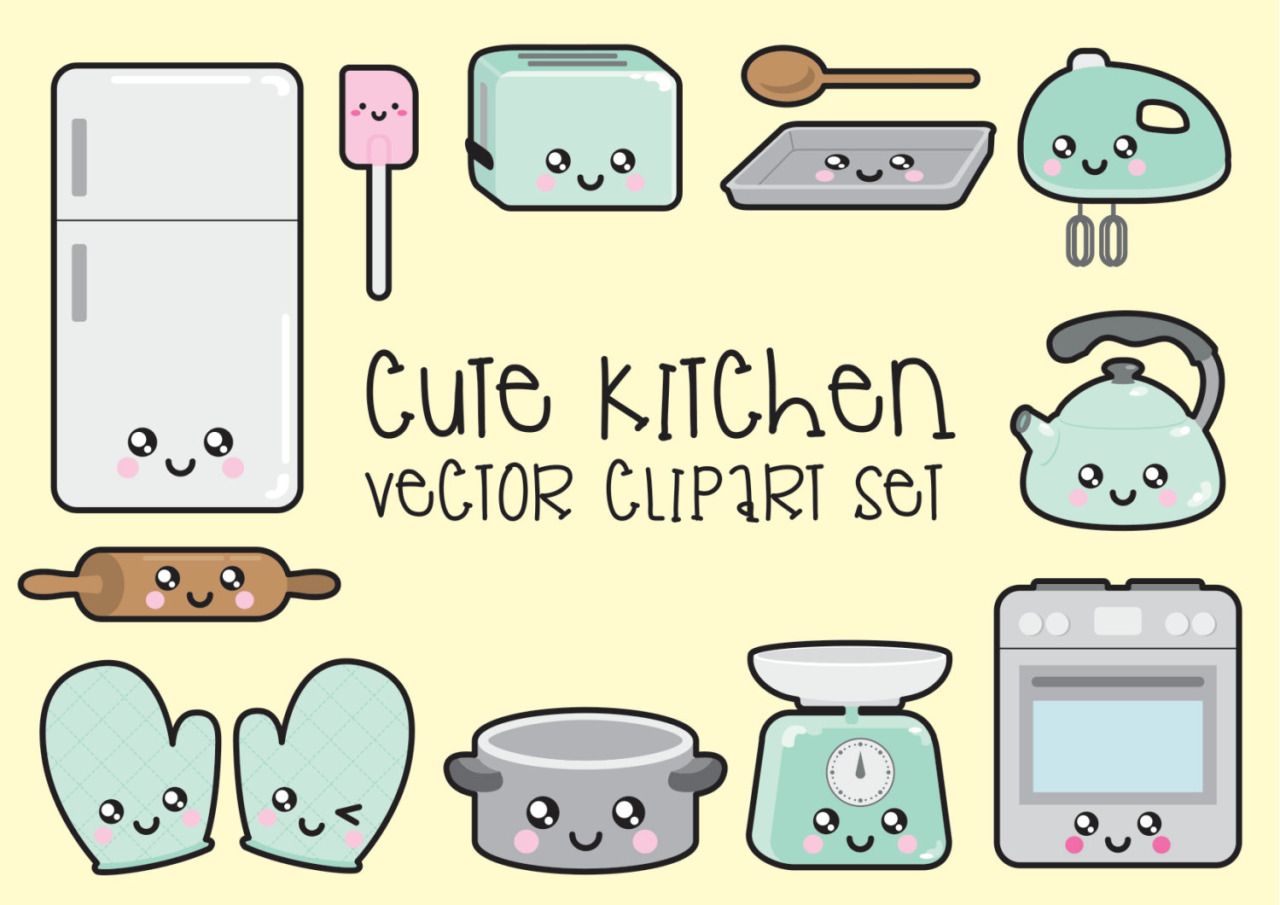 Kawaii Kitchen Clipart, Kawaii Cooking Clip Art, Cute Kitchen Clipart,  Kawaii Baking Clipart, Cooking Tools, Kitchen Accessories, Cute Mixer  (Download Now) 