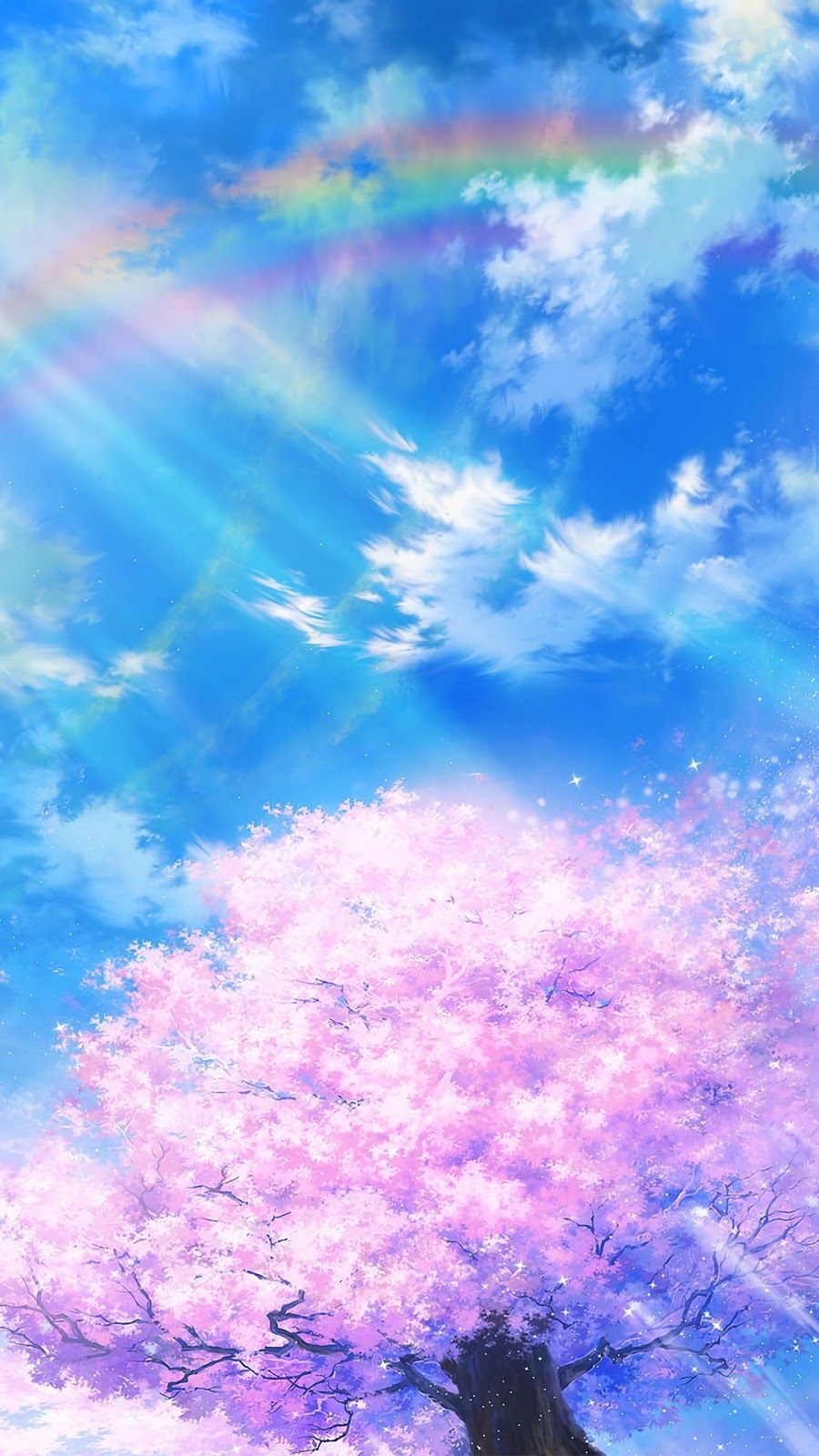 Sakura in the rainbow. Cherry blossom wallpaper, Rainbow wallpaper iphone, Anime cherry blossom