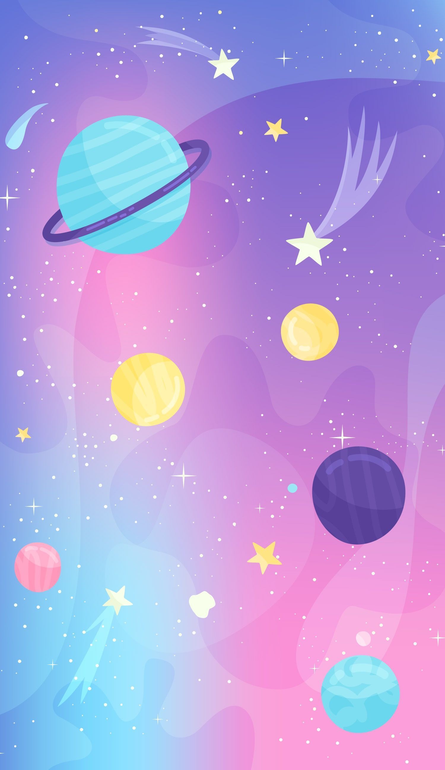 Kawaii planets: 3. Cute galaxy wallpaper, Cute wallpaper, Space phone wallpaper