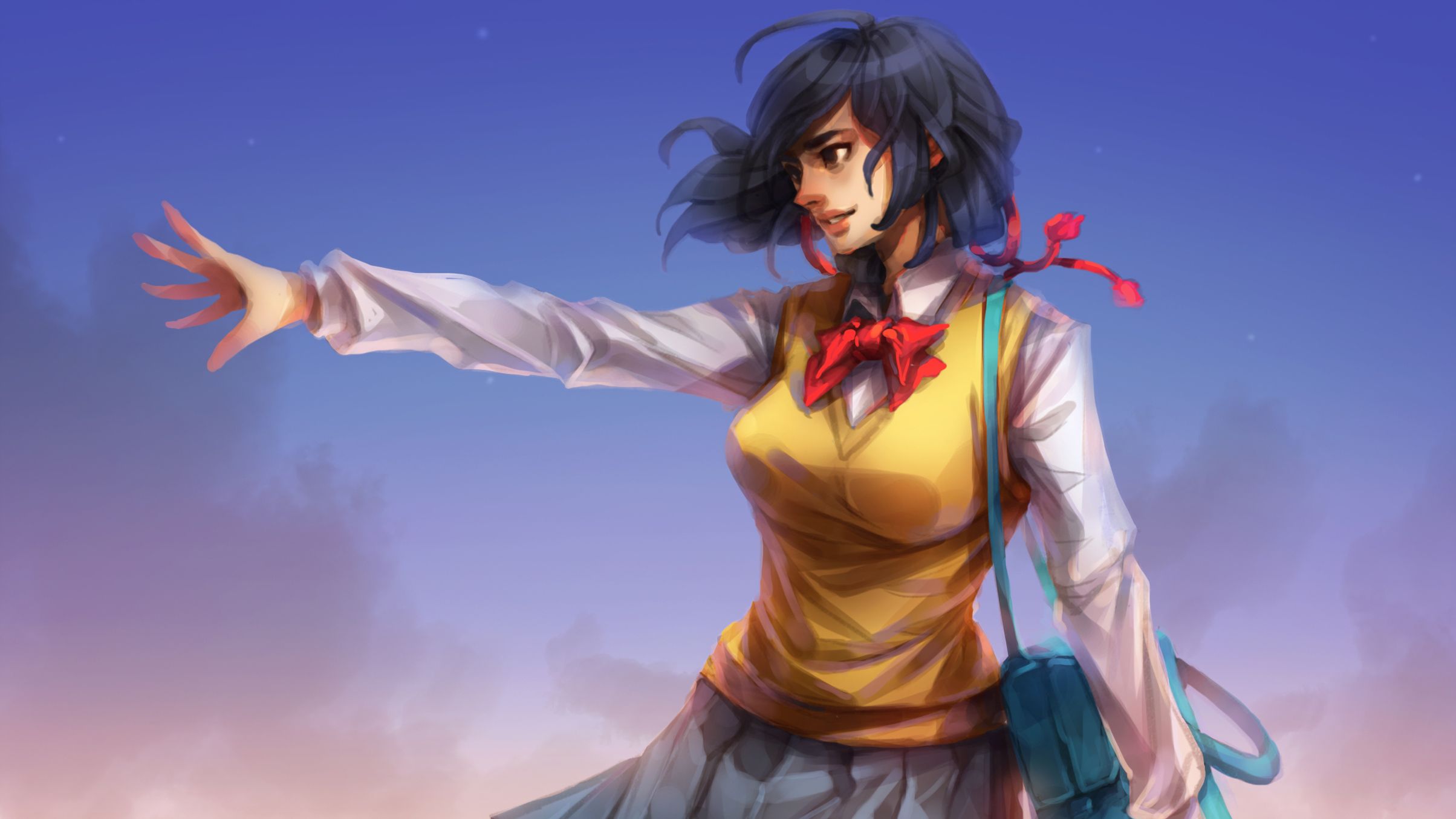Anime School Girl Art, HD Anime, 4k Wallpaper, Image, Background, Photo and Picture