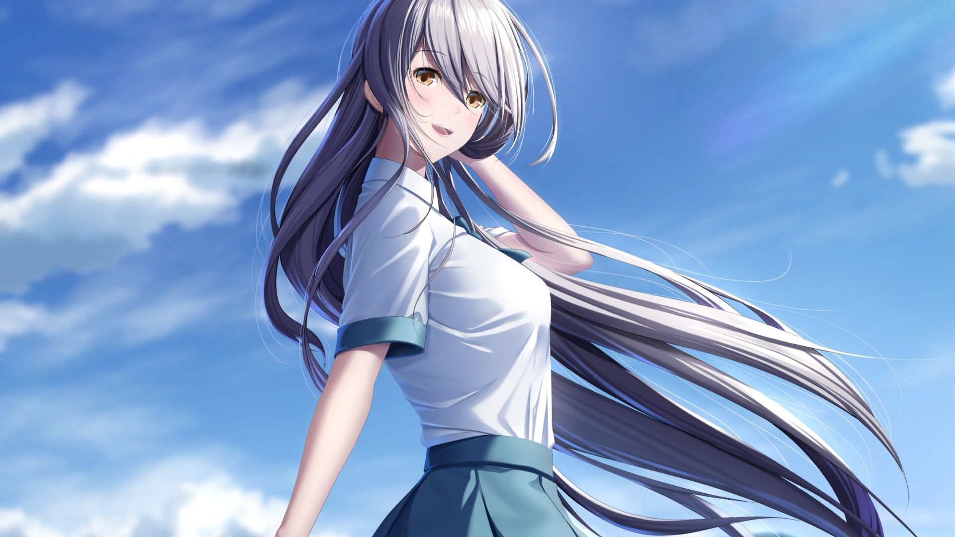 Desktop wallpaper school girl, cute, hitomi tsukishiro, anime girl, HD image, picture, background, 7bbc4b