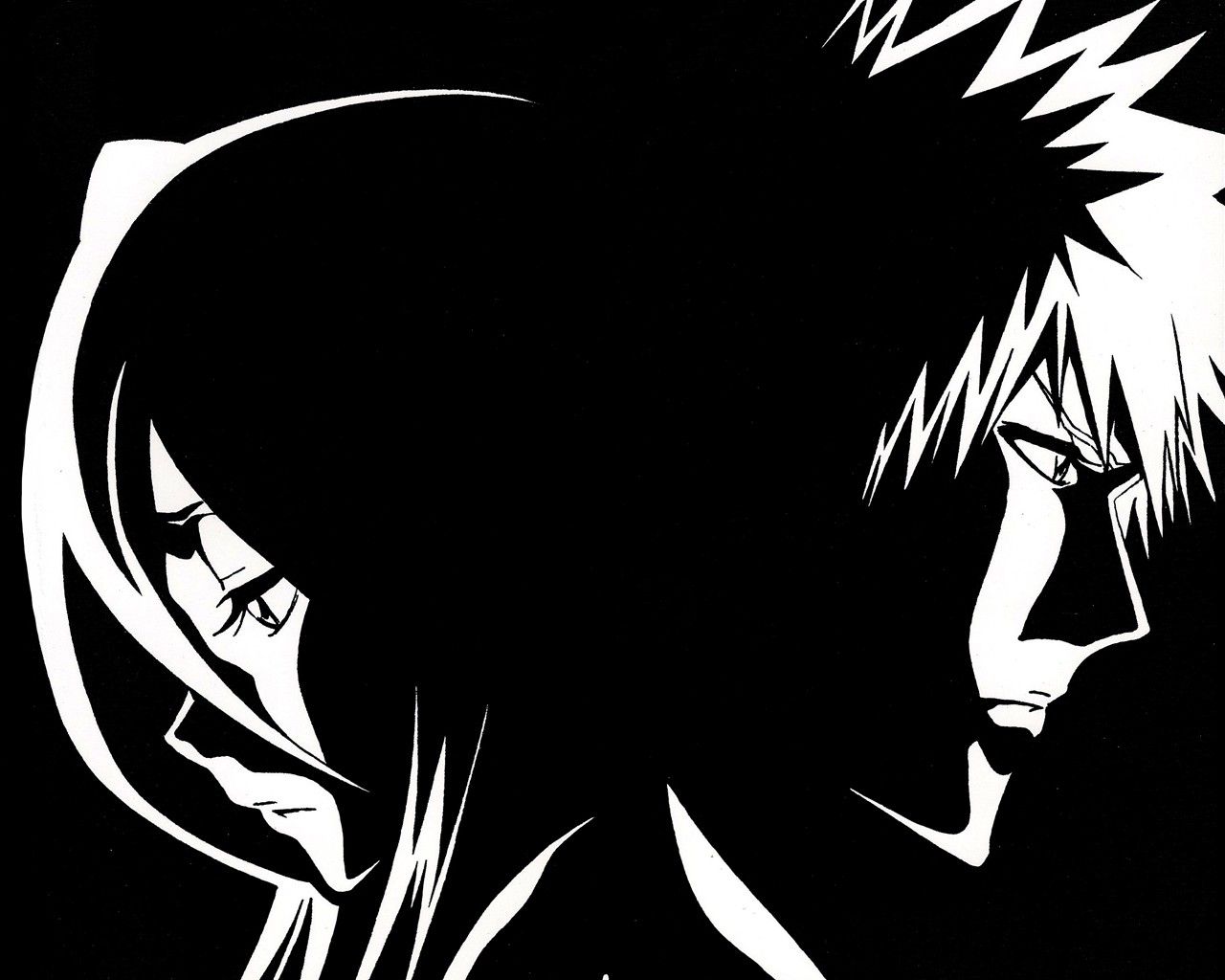 Black and white bleach kurosaki ichigo vectors kuchiki rukia anime Wallpaper free desktop background and wallpaper