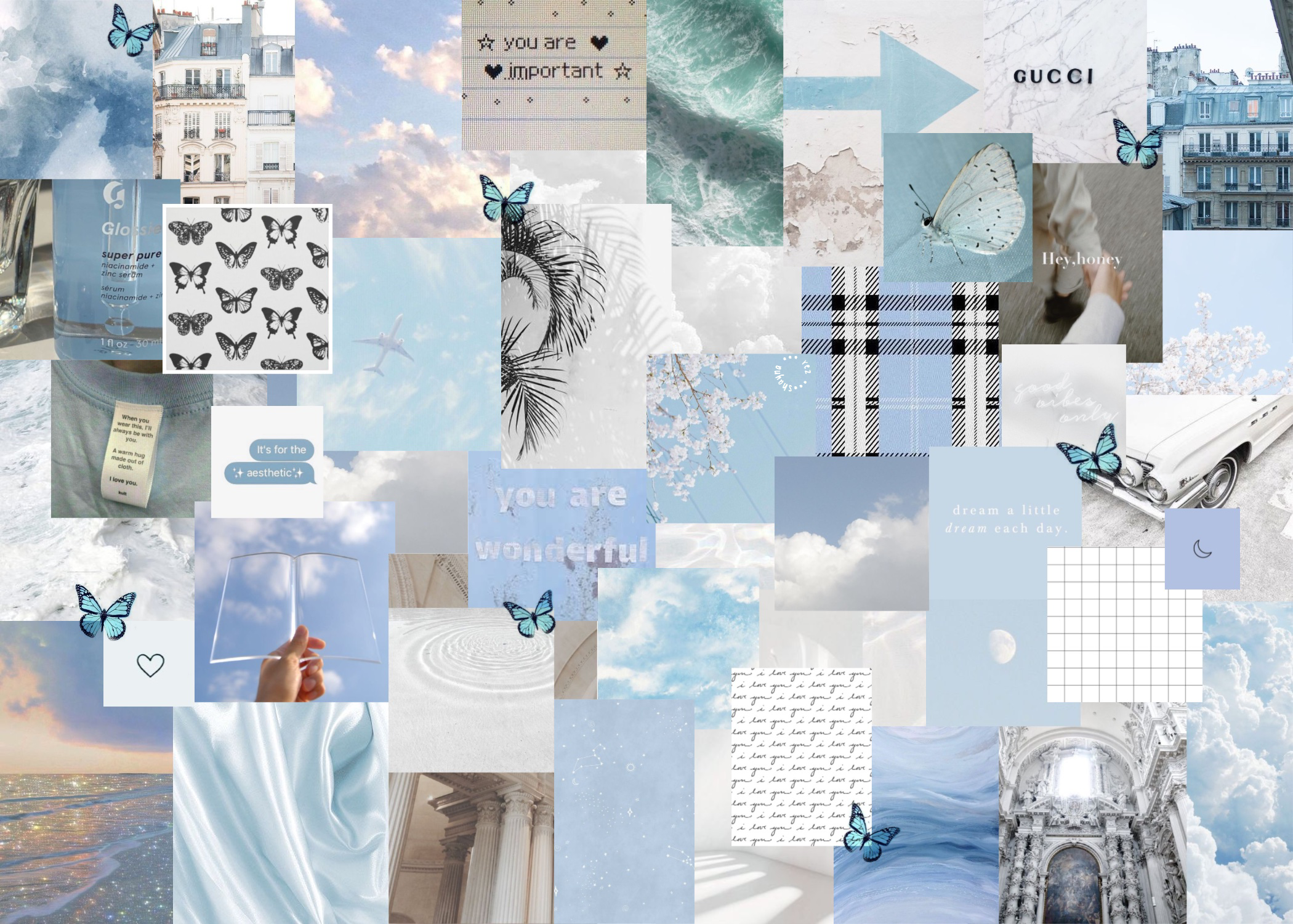 blue + white aesthetic laptop wallpaper. Aesthetic desktop wallpaper, Cute desktop wallpaper, Desktop wallpaper art