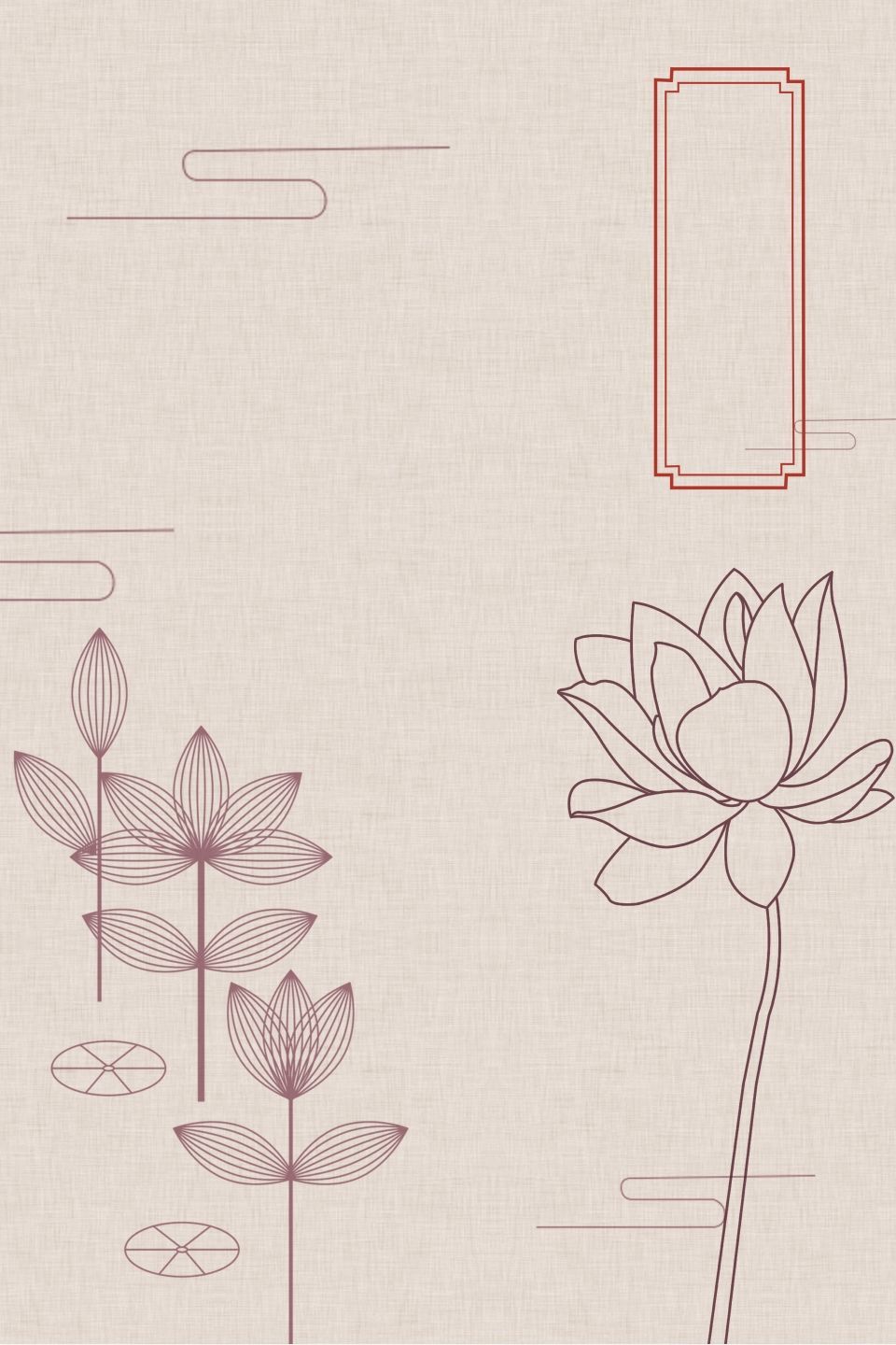 Zen Lotus Vintage Chinese Style Minimalist Background Design. Flower graphic design, Chinese style design, Floral border design