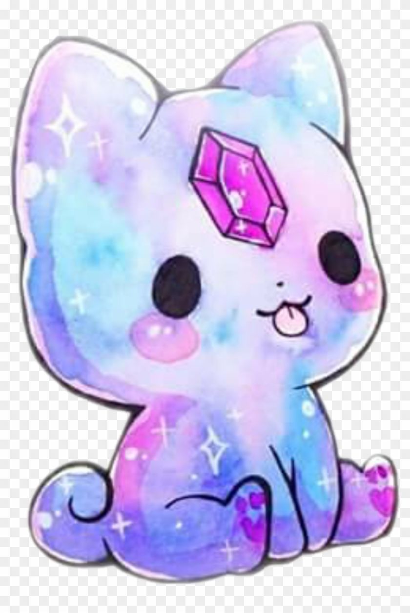 colorful #kitty #catstickers #kawaii #galaxy #sweet Galaxy Cute Drawings, HD Png Download(1024x1482)