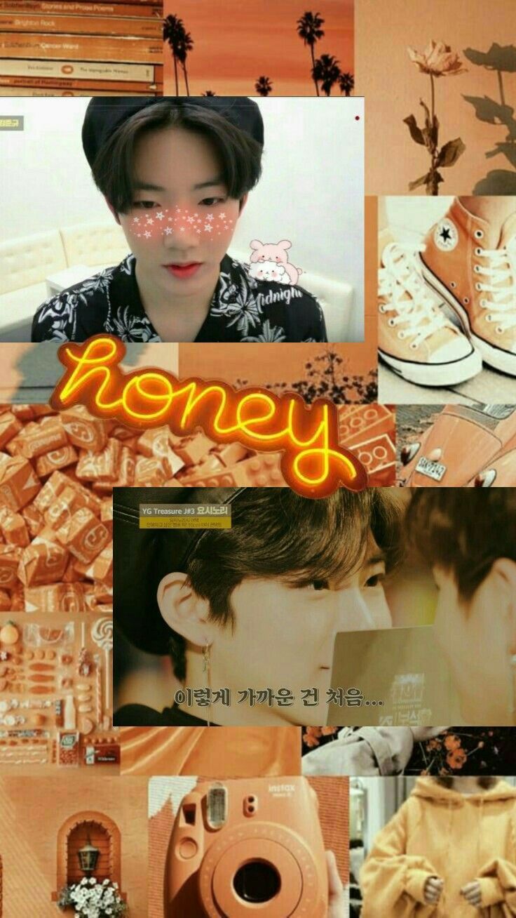 Kim Junkyu Aesthetıc Collage #aesthetic #orange Wallpaper #wallpaper