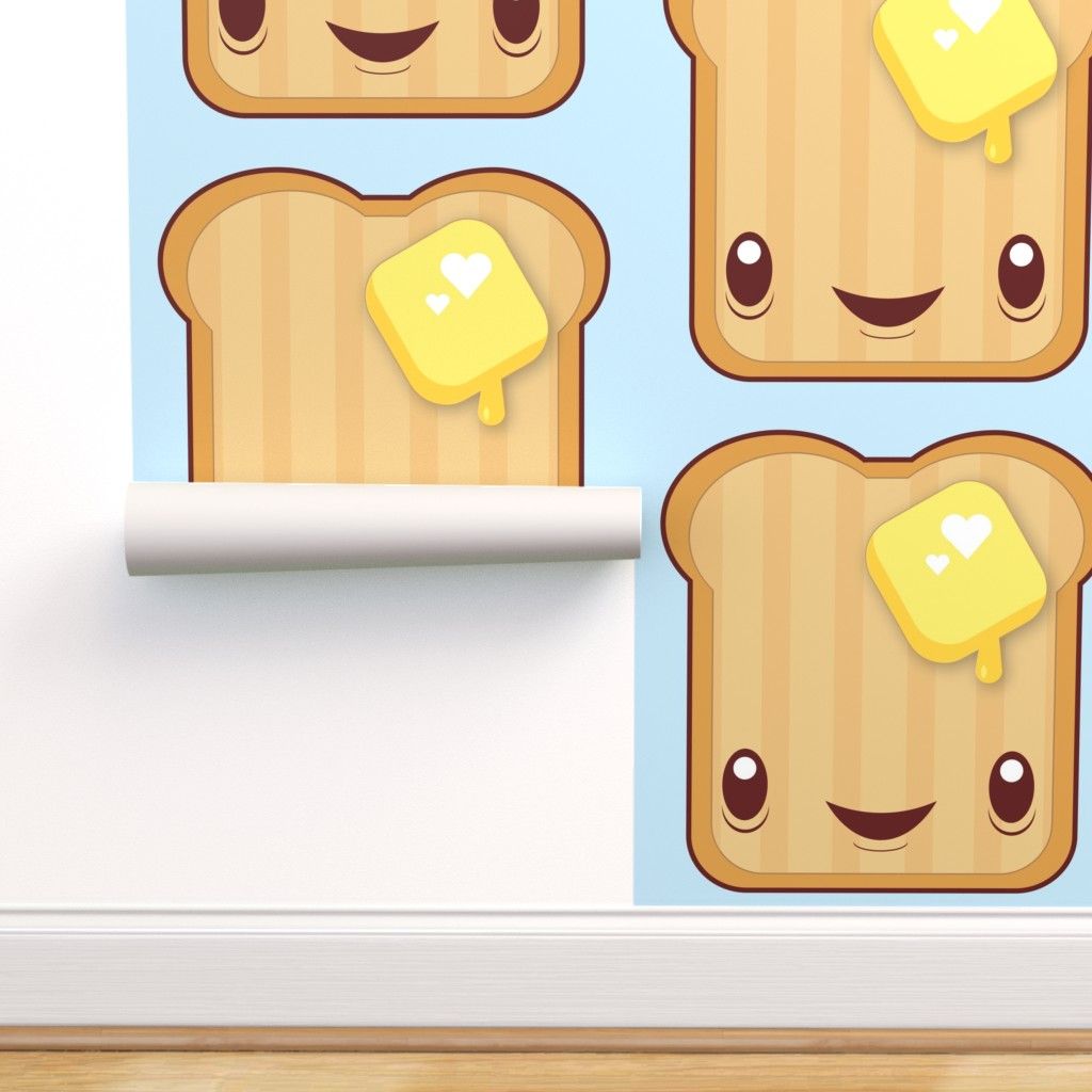 Buttered Kawaii toast on Isobar by melinda_wolf_designs. Roostery Home Decor