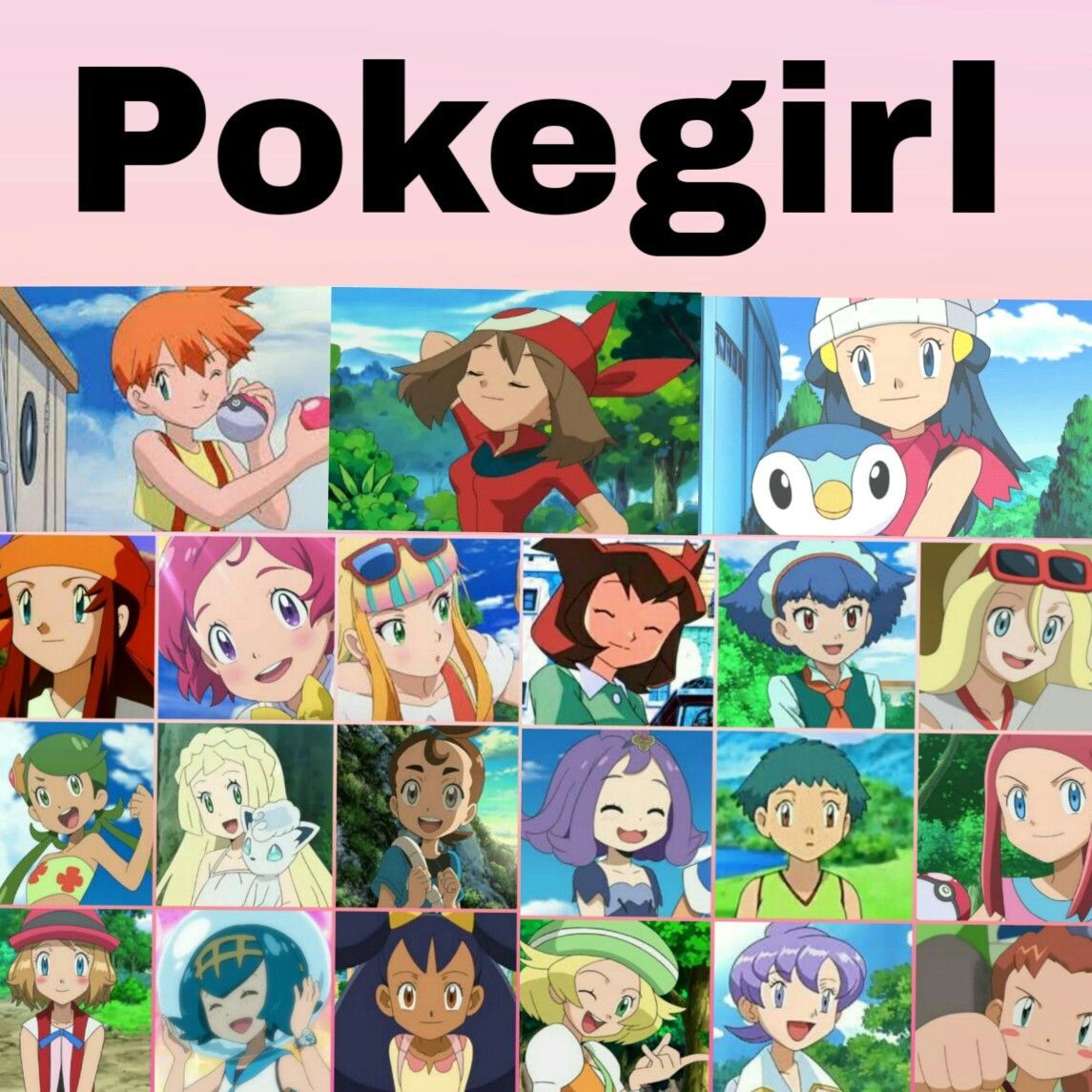 Pokegirl misty may dawn iris serena lana Lillie mallow. Pokémon heroes, Pokemon characters, Pokemon