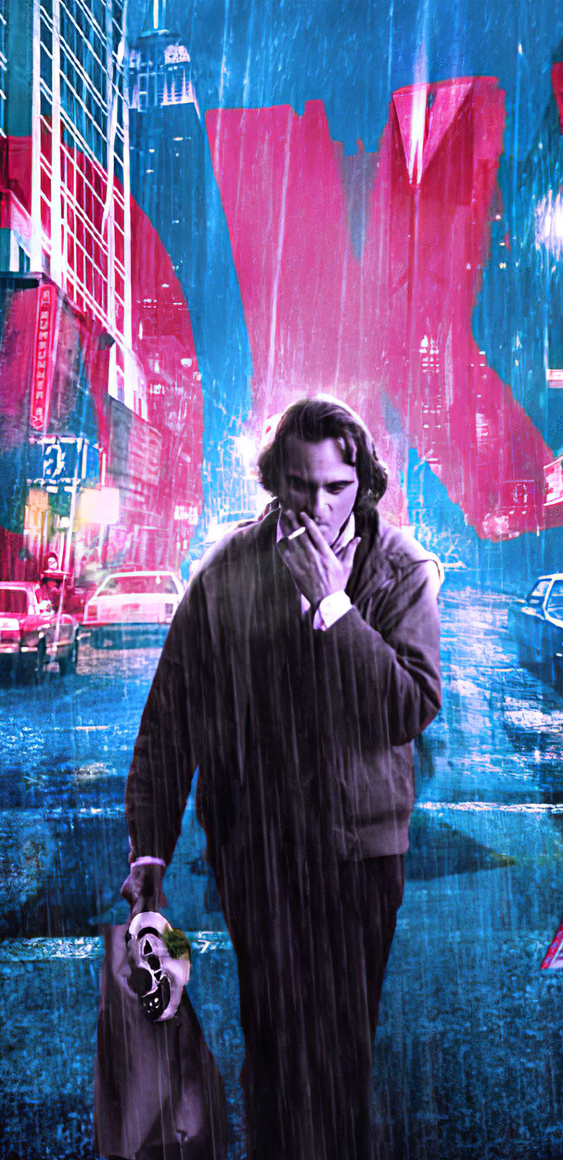 Joaquin Phoenix Joker Smoking City Street Artwork 4K, 5K, 8K, Desktop & Mobile Background Wallpaper