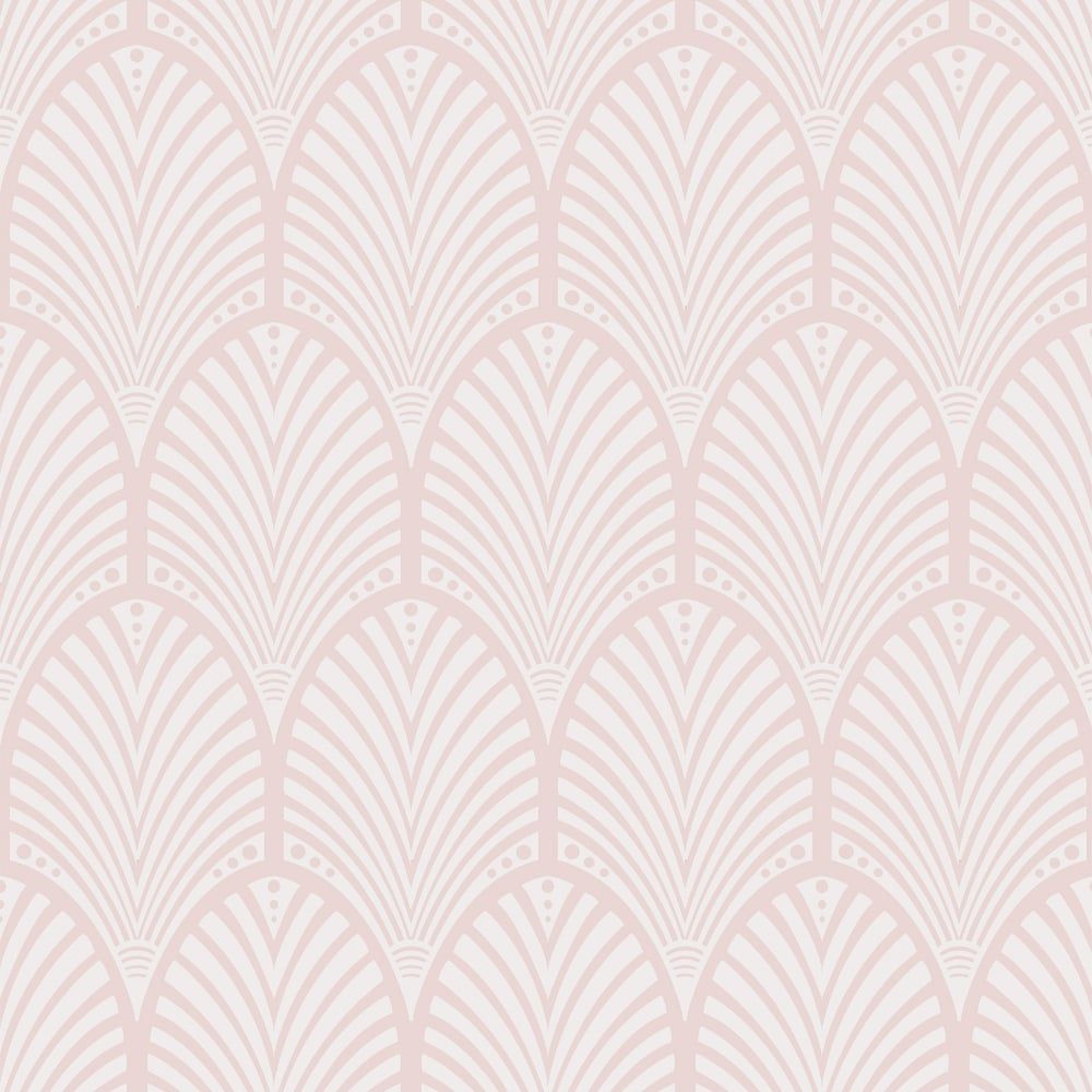 Holden Gatsby Arch Pattern Wallpaper Art Deco Retro Vintage 40s Metallic Embossed 65252 Pink. I Want Wallpaper