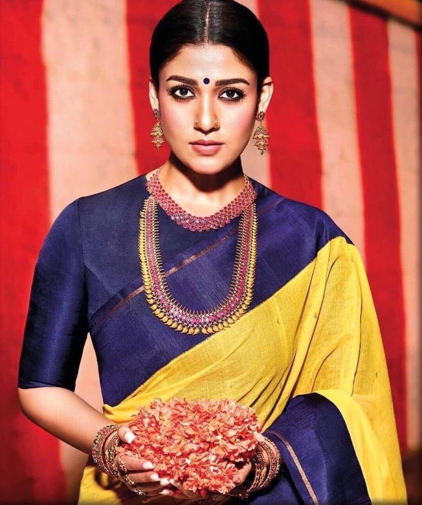 Nayanthara In Handwoven Red Linen Saree | Linen World