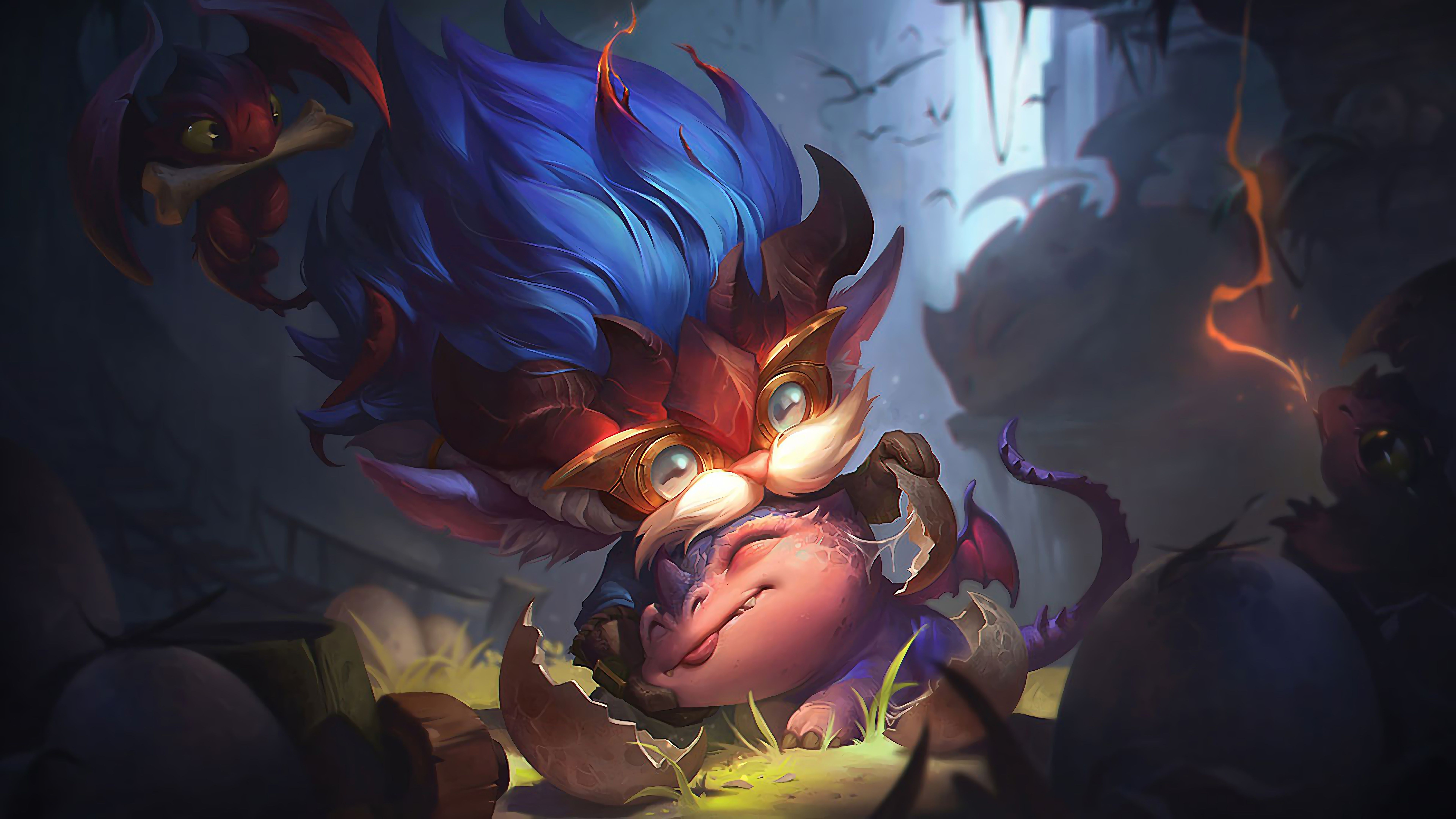 Wallpaper 4k Dragon Trainer Heimerdinger Splash Art Skin League of Legends LoL lol Dragon Trainer of Legends, Heimerdinger, league of legends