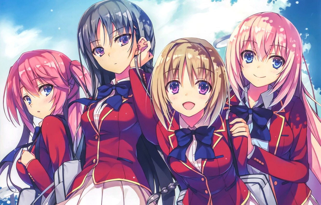 Wallpaper girls, school uniform, Youkoso Jitsuryoku Shijou Shugi no Kyoushitsu e, Welcome To The Class Of The Elite image for desktop, section сёнэн