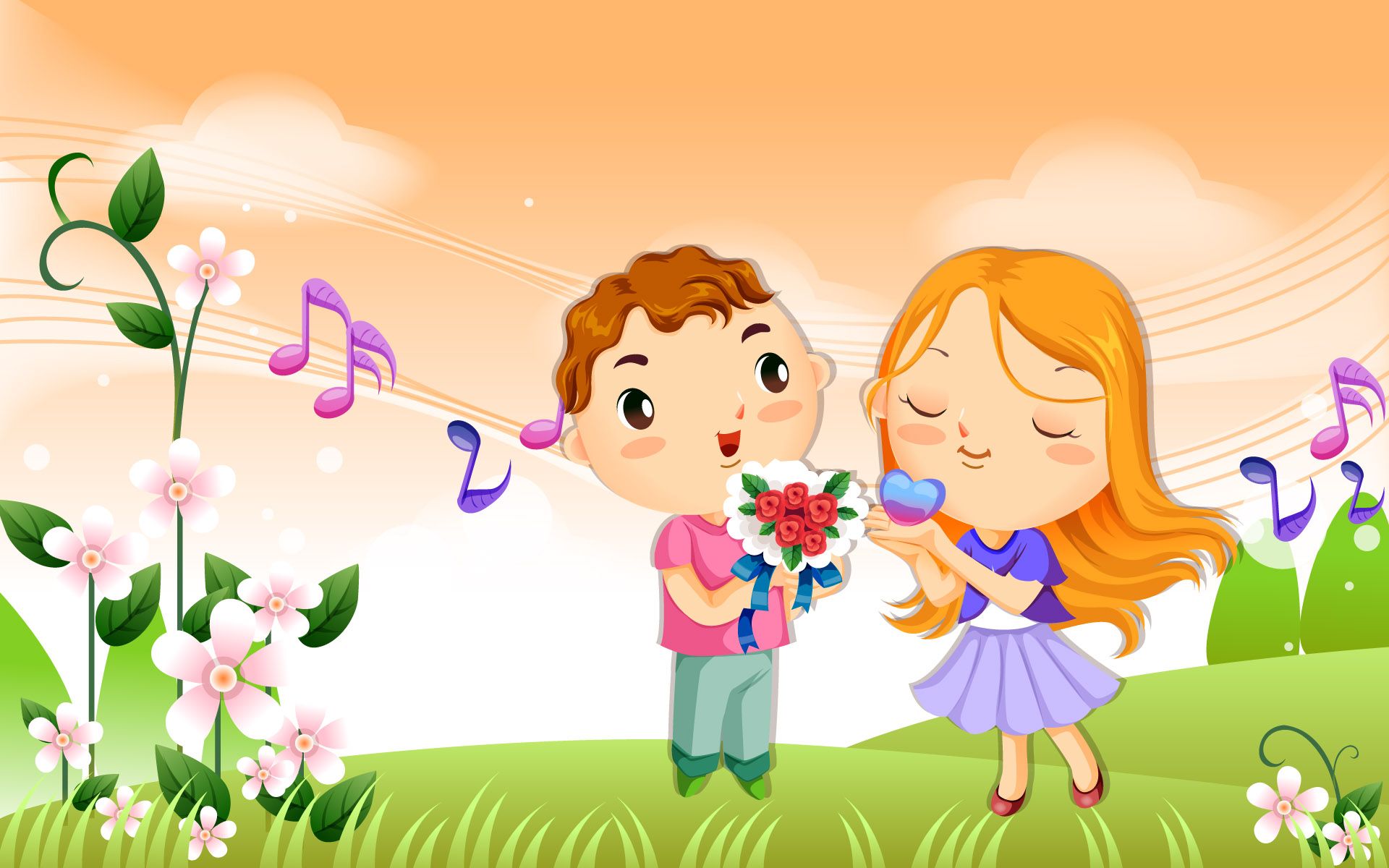 Vector Love cartoon wallpaper Wallpaper Wallpaper 88446